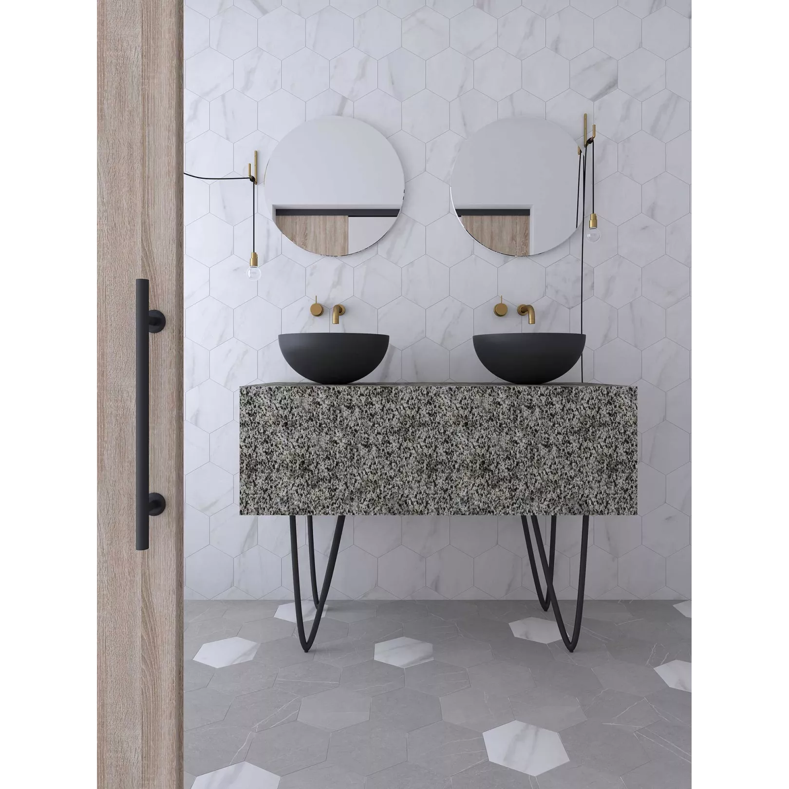 Carrelage grès cérame Love Affairs Calacatta Hexagone 23x20 effet marbre