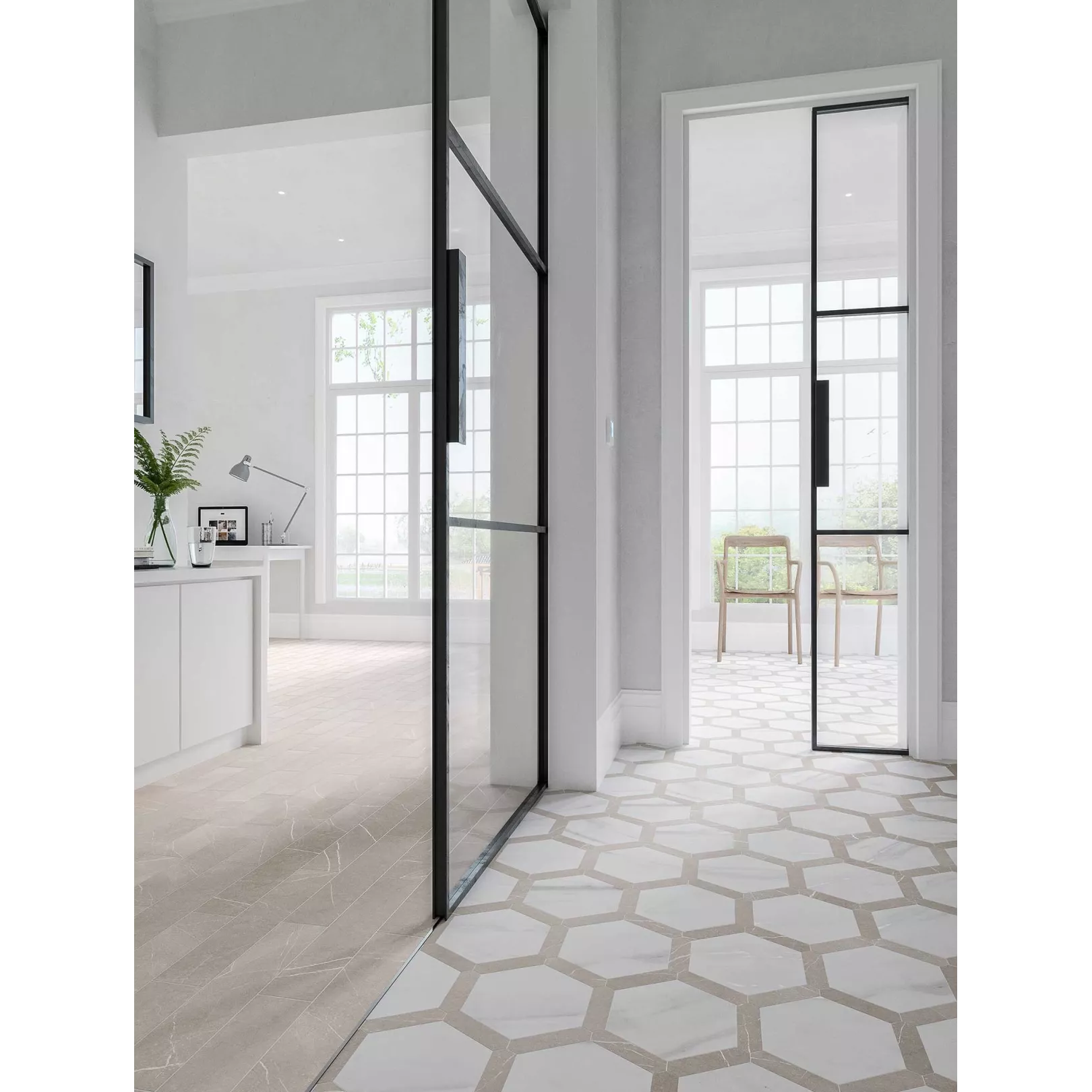 Carrelage grès cérame Love Affairs Calacatta Hexagone 23x20 effet marbre