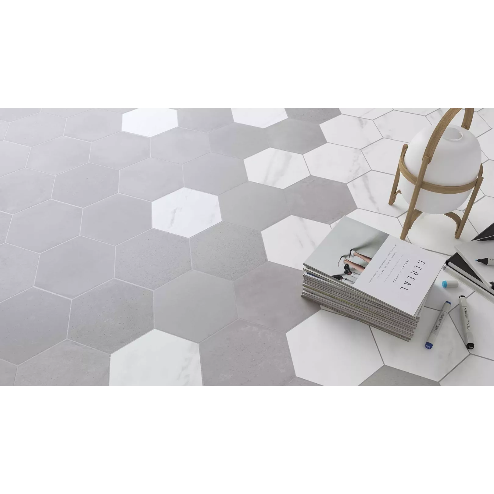 Carrelage grès cérame Love Affairs Calacatta Hexagone 23x20 effet marbre
