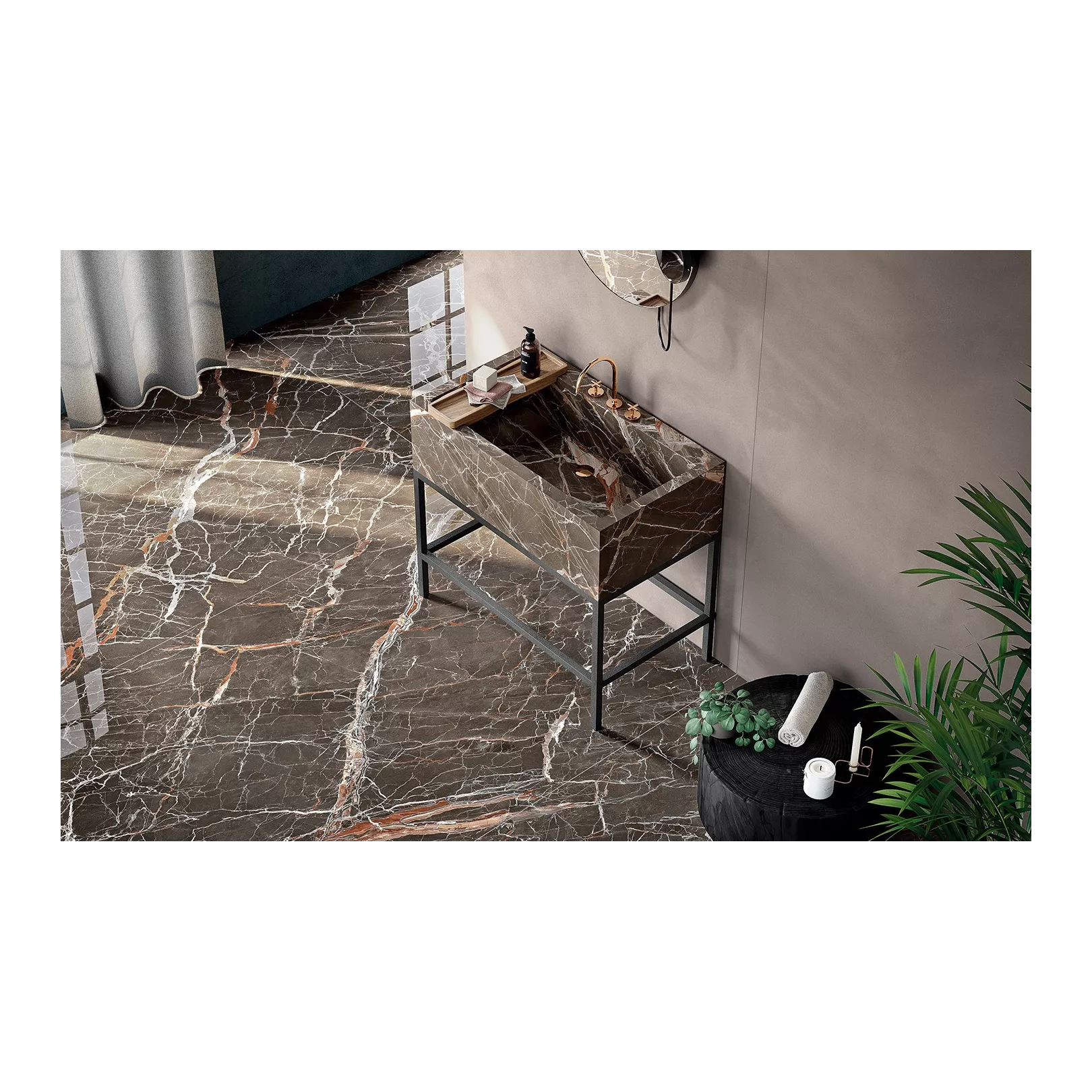 Carrelage grès cérame effet marbre Infinito 2.0 Ombra di Caravaggio(5formats, 3 finitions)