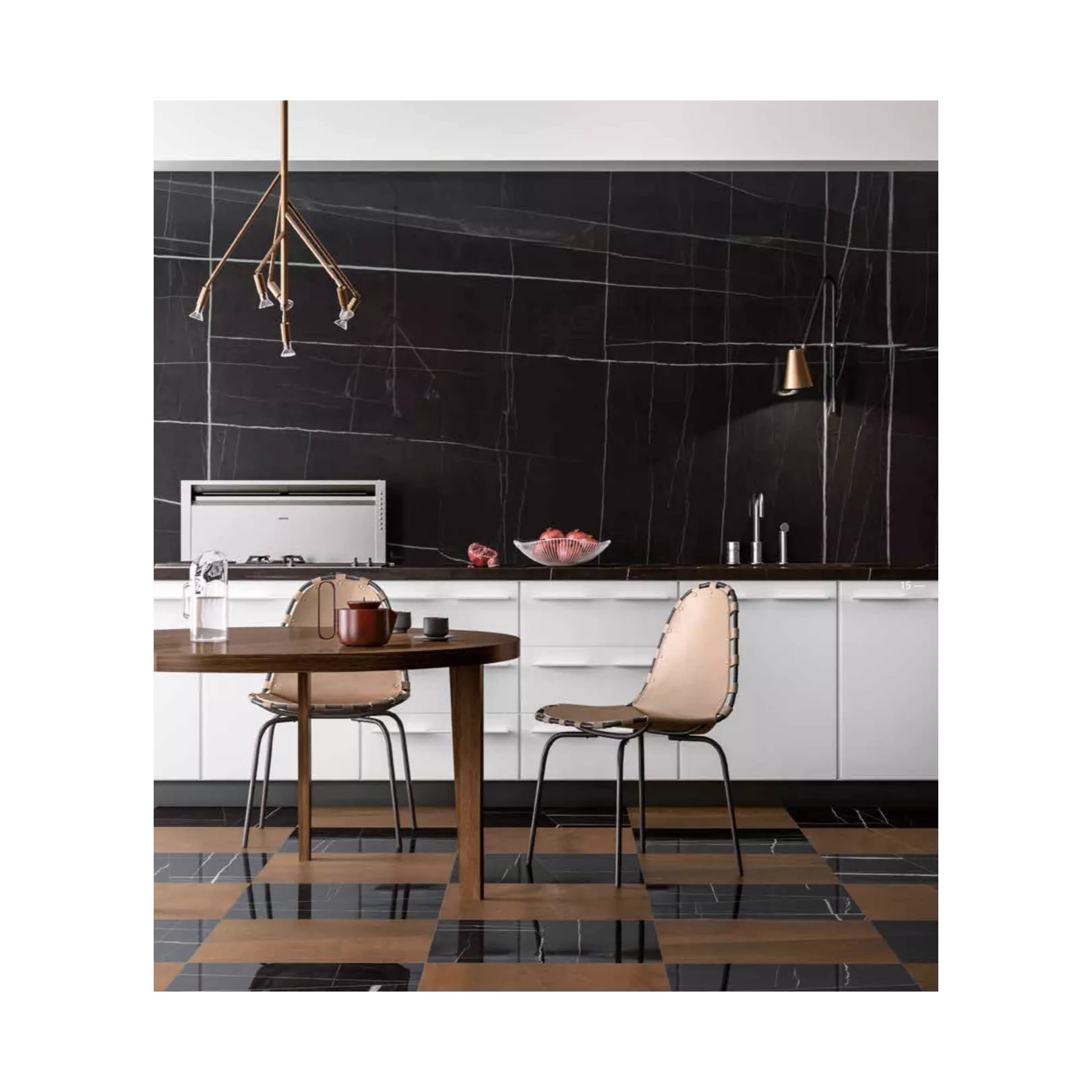 Carrelage grès cérame effet marbre Infinito 2.0 Sahara Noir (5formats, 3 finitions)