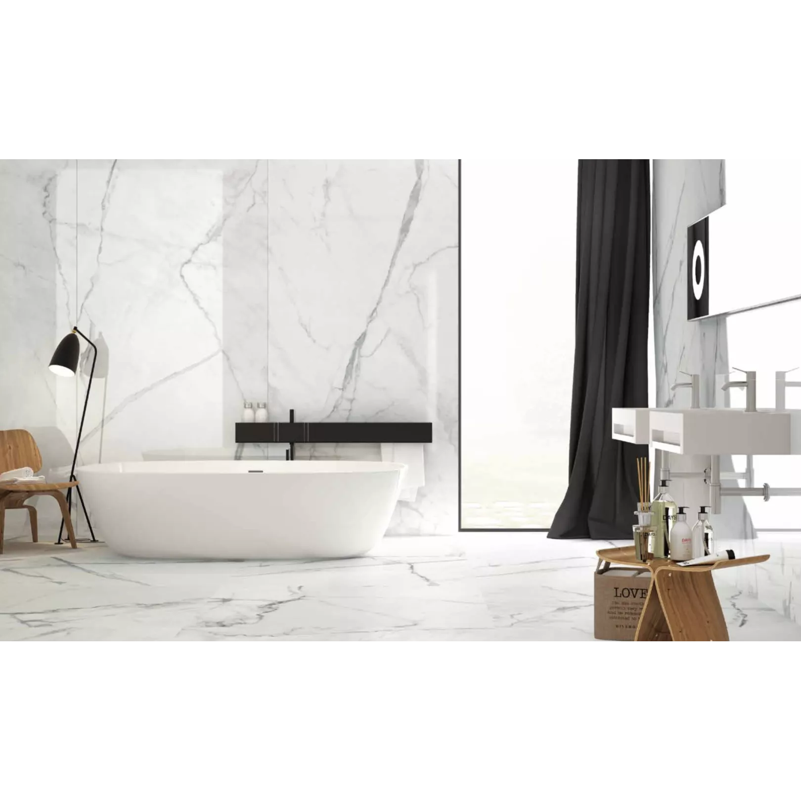 Carrelage grès cérame effet marbre Infinito 2.0 Calacatta White (5 formats, 3 finitions)