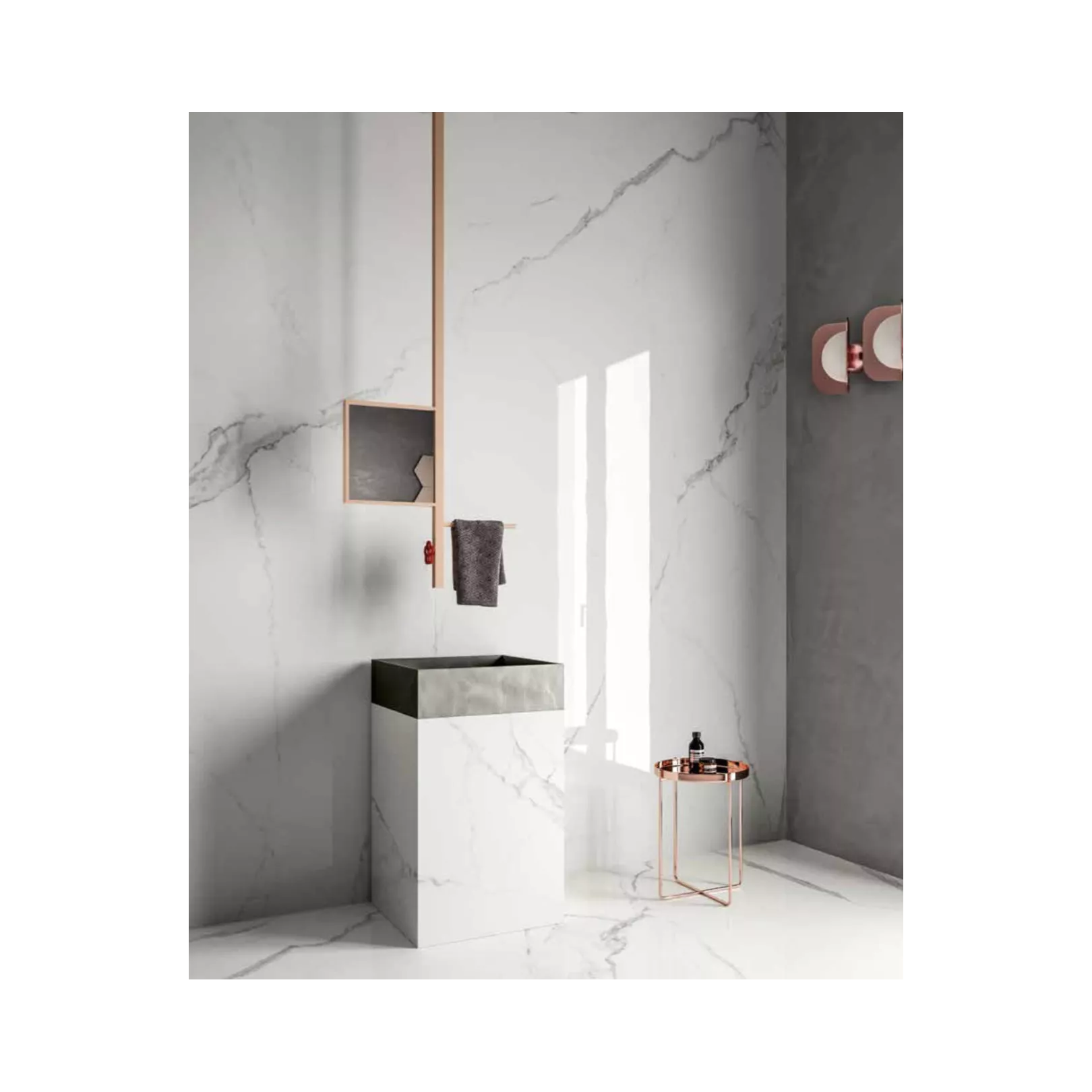 Carrelage grès cérame effet marbre Infinito 2.0 Calacatta White (5 formats, 3 finitions)