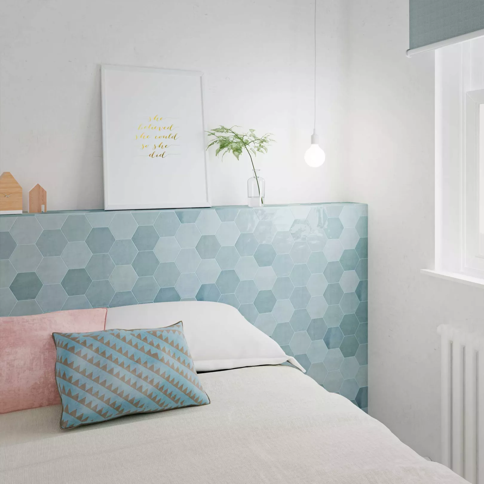 Carrelage mural faïence Zellige Hexa, hexagone 12,4x10,8cm