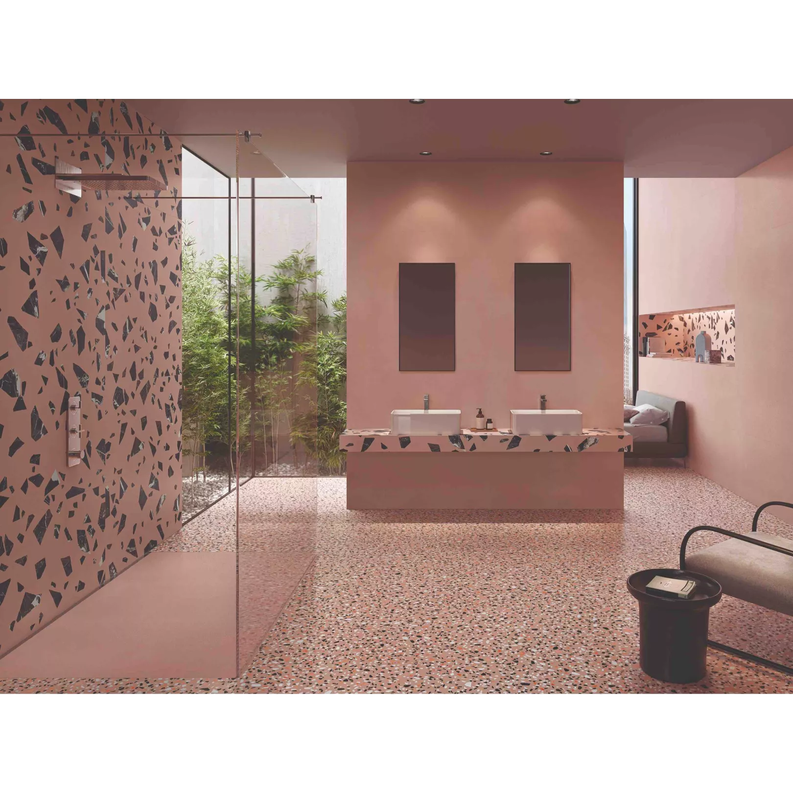 Carrelage grès cérame effet terrazzo Medley Minimal (6 couleurs, 4 formats)