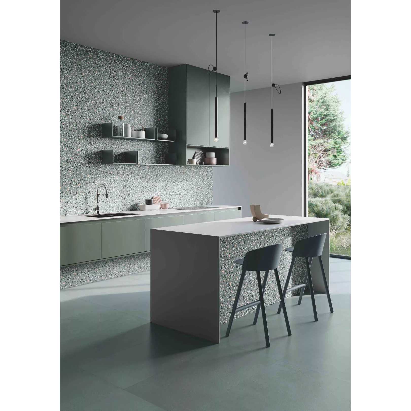 Carrelage grès cérame effet terrazzo Medley Minimal (6 couleurs, 4 formats)