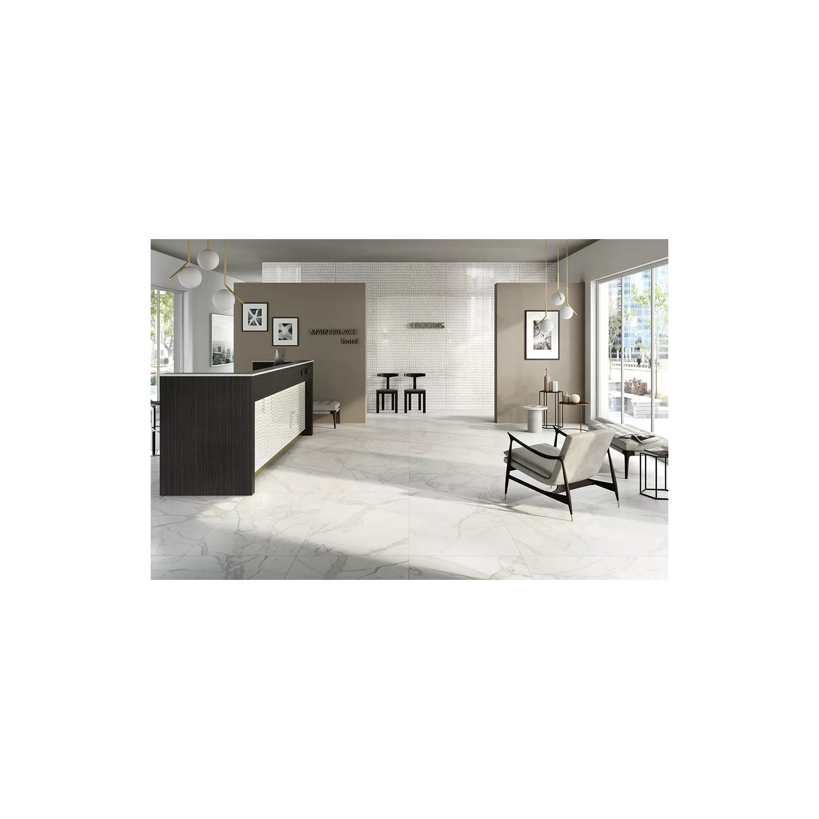 Carrelage grès cérame effet marbre Marmorea Bianco Statuario
