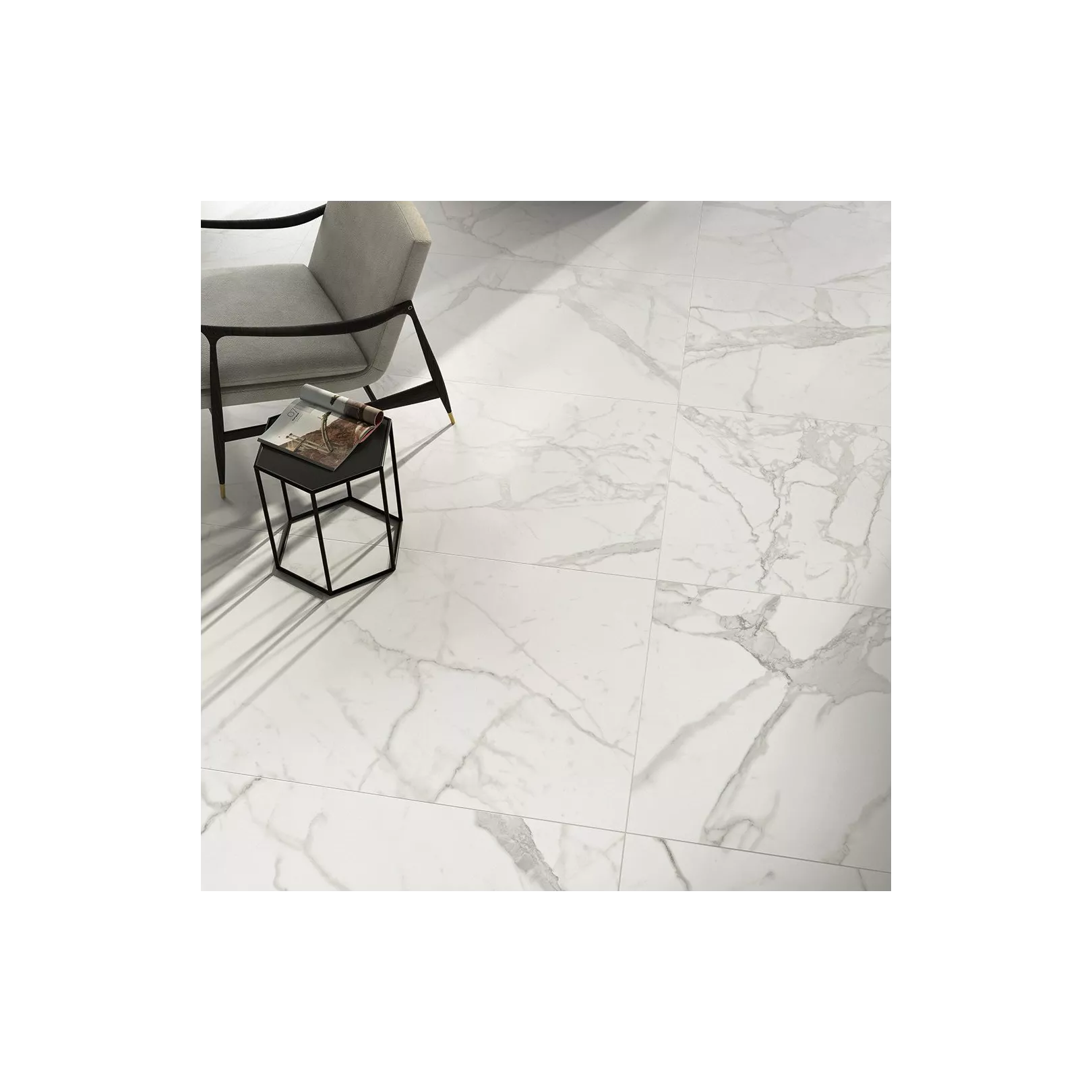 Carrelage grès cérame effet marbre Marmorea Bianco Statuario