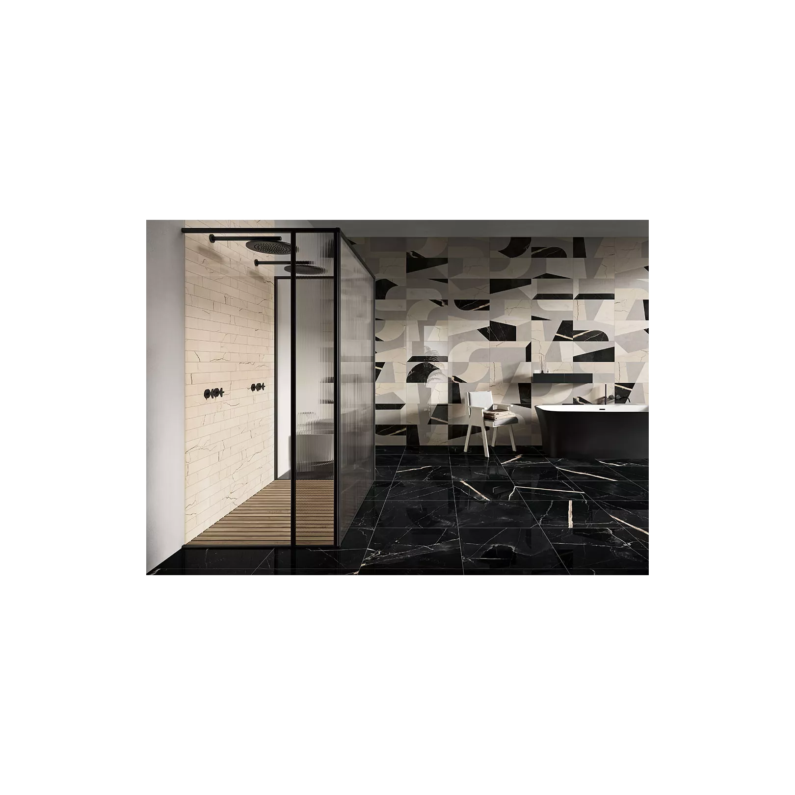Carrelage grès cérame effet marbre Sound of marbles Nero fondo
