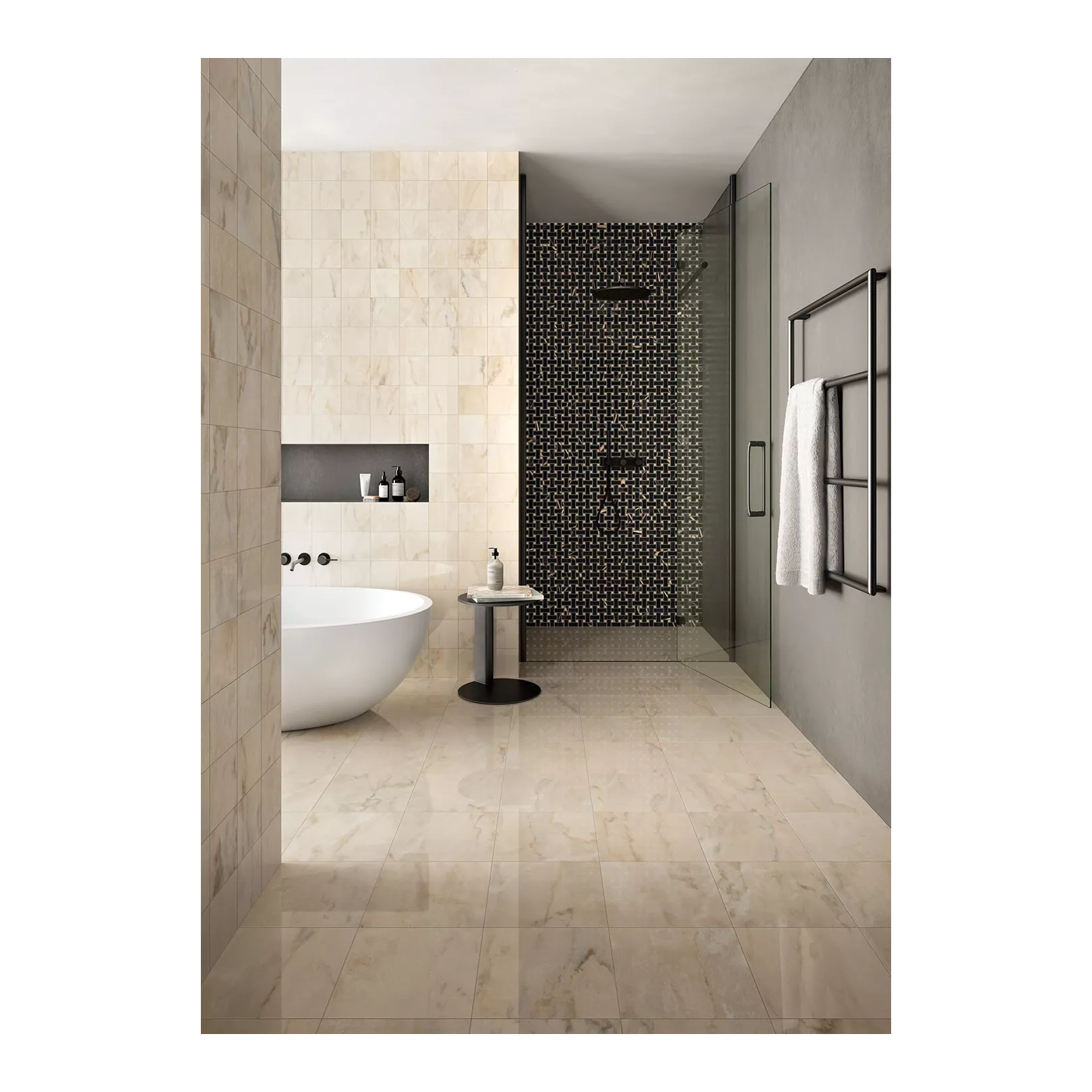 Carrelage grès cérame effet marbre Sound of marbles Nero fondo