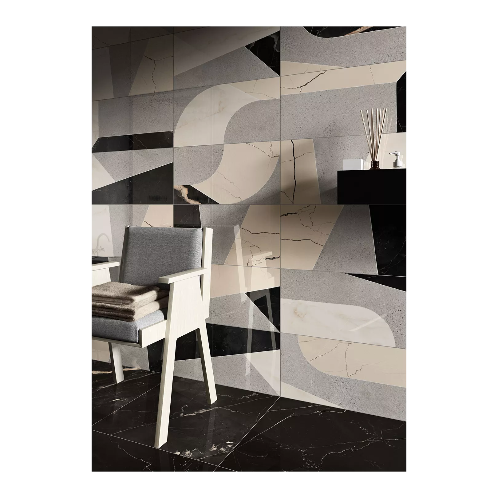 Carrelage grès cérame effet marbre Sound of marbles Nero fondo