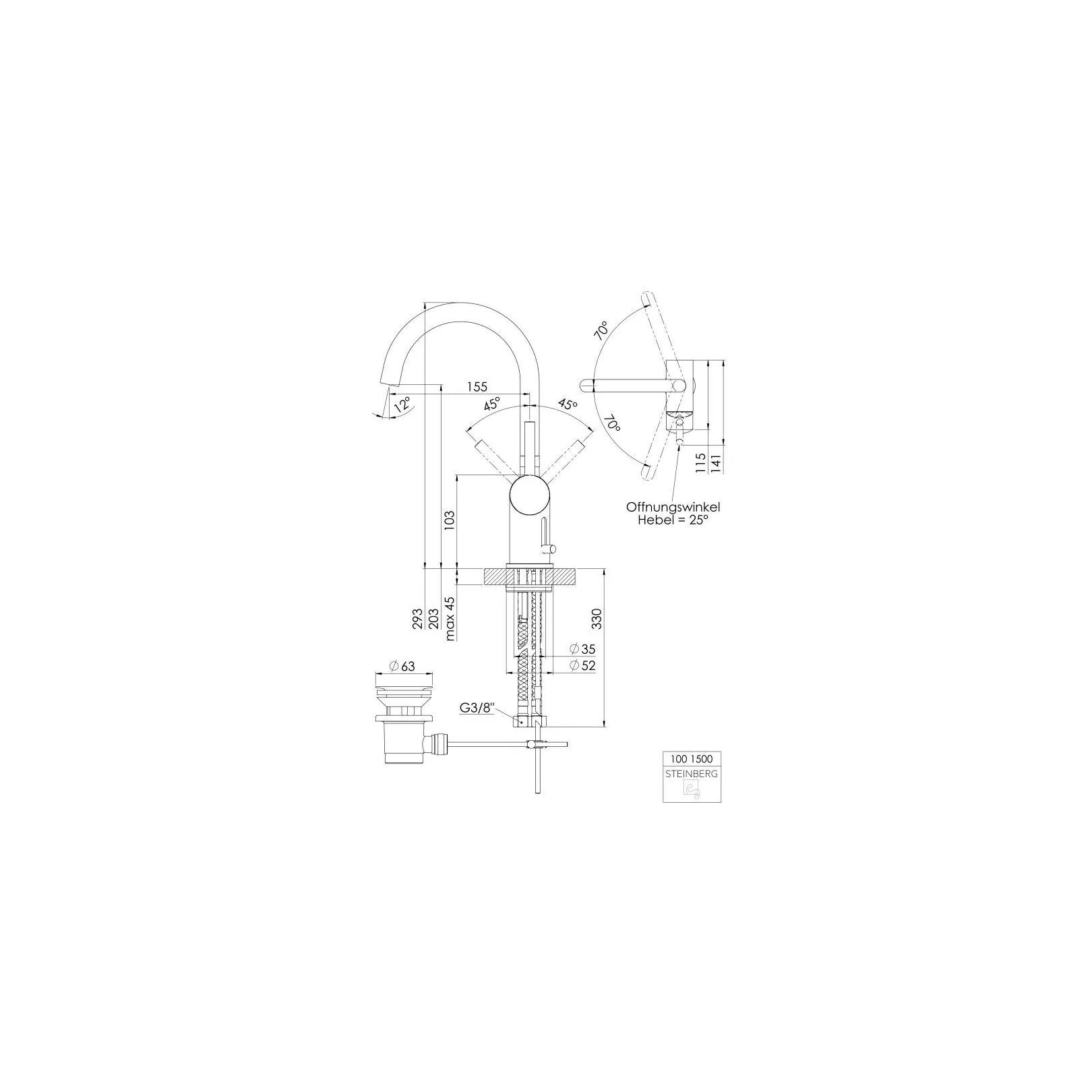 Robinet 1001500/10, mitigeur monotrou à poser