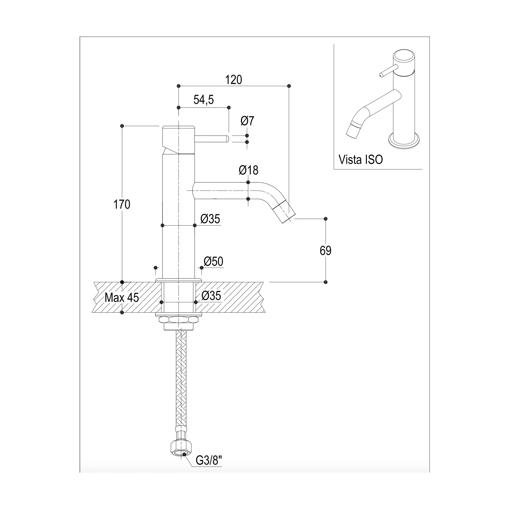 Robinet mitigeur Reverso Q0BA6023 monotrou à poser (16 finitions)