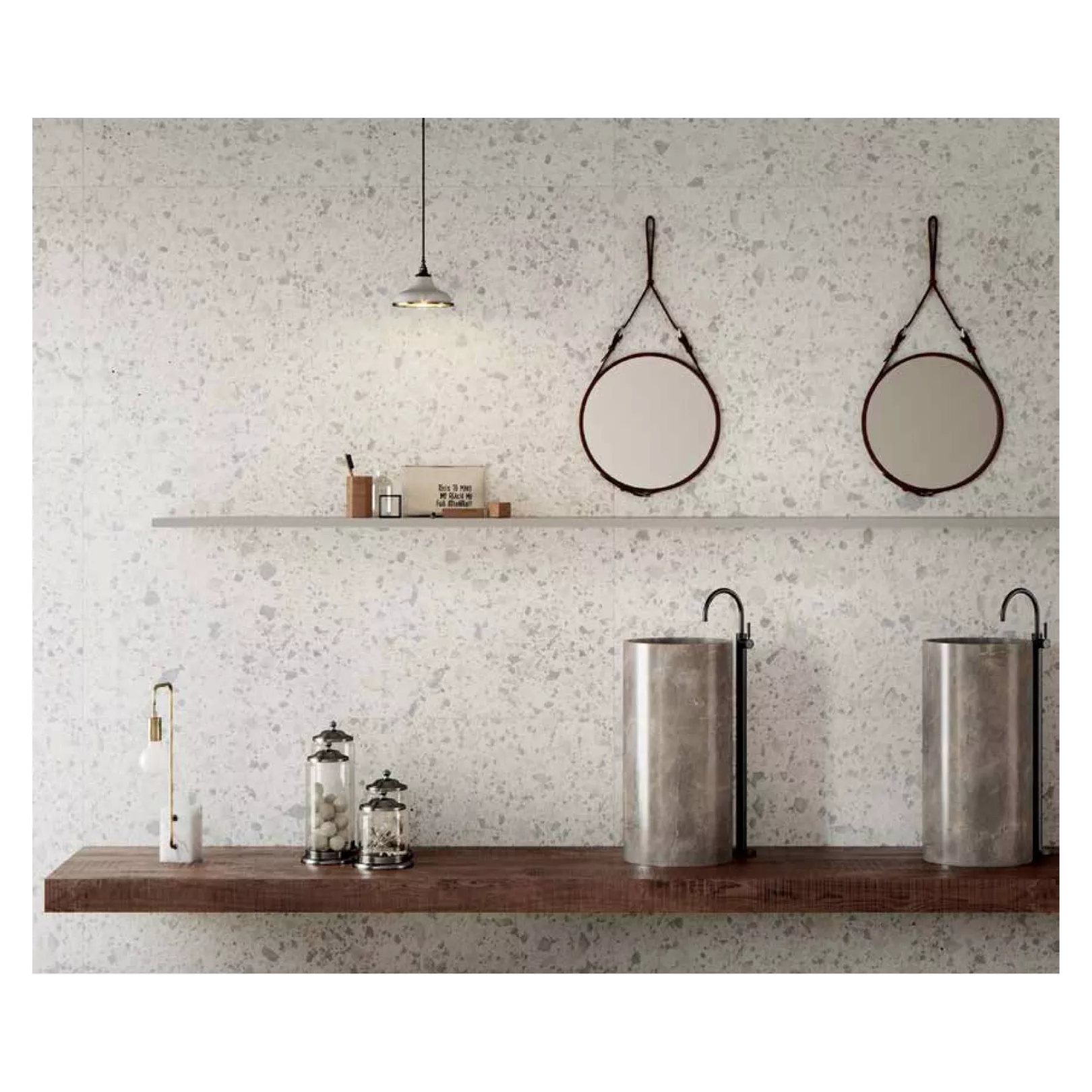 Carrelage grès cérame effet terrazzo Venice Villa Graphite (6 couleurs, 4 formats, 3 finitions)