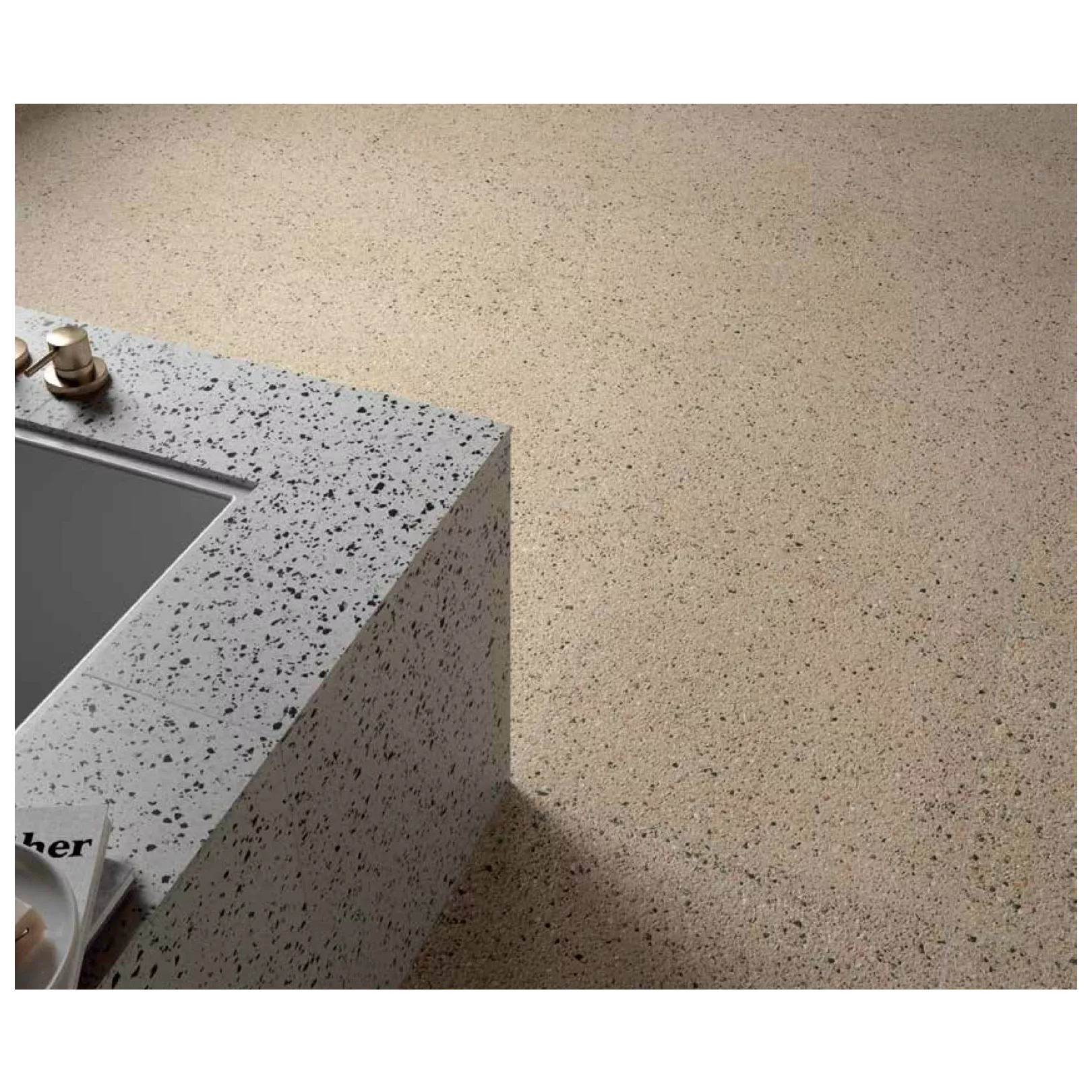 Carrelage grès cérame effet terrazzo Venice Rialto Graphite (8 couleurs, 4 formats, 3 finitions)