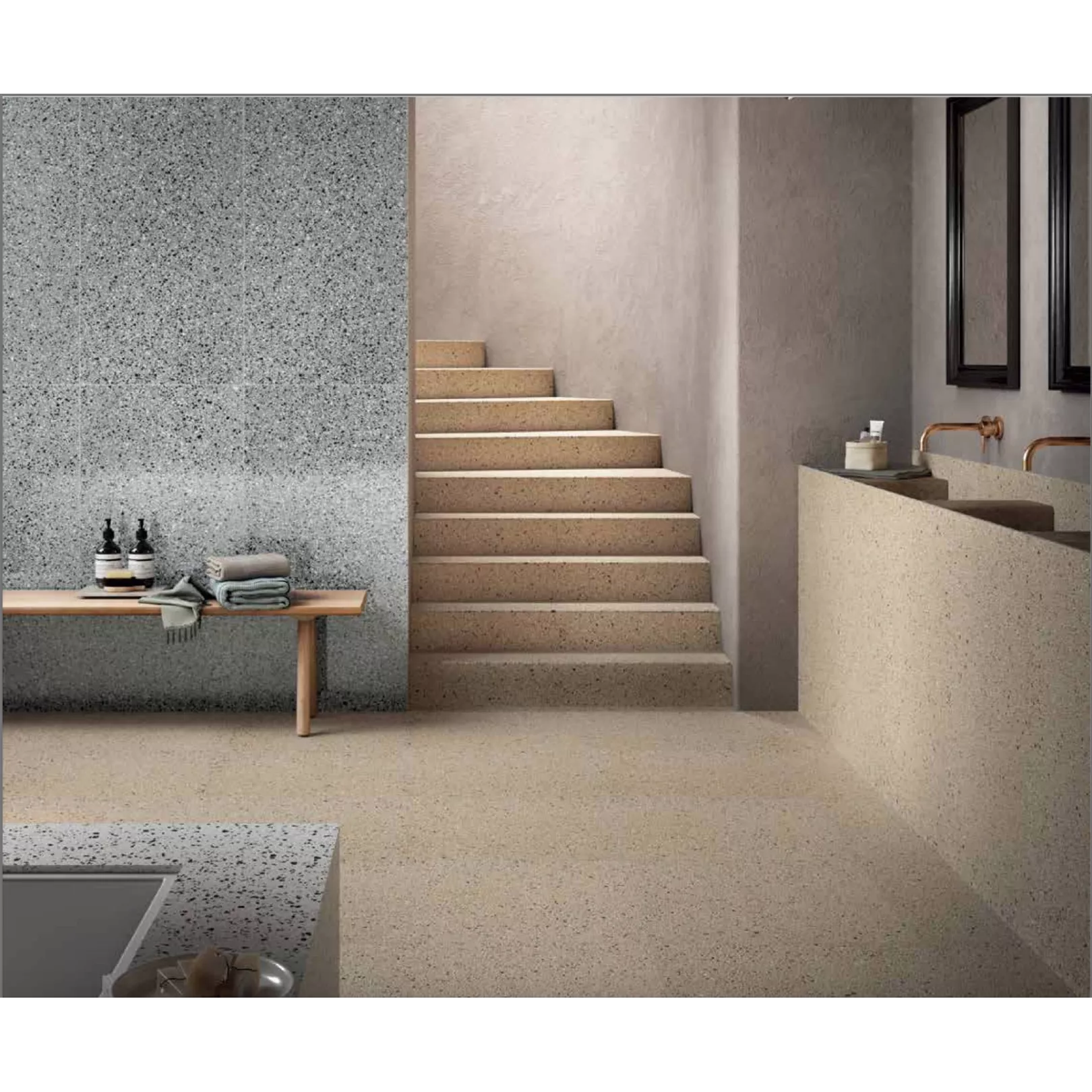 Carrelage grès cérame effet terrazzo Venice Rialto Graphite (8 couleurs, 4 formats, 3 finitions)
