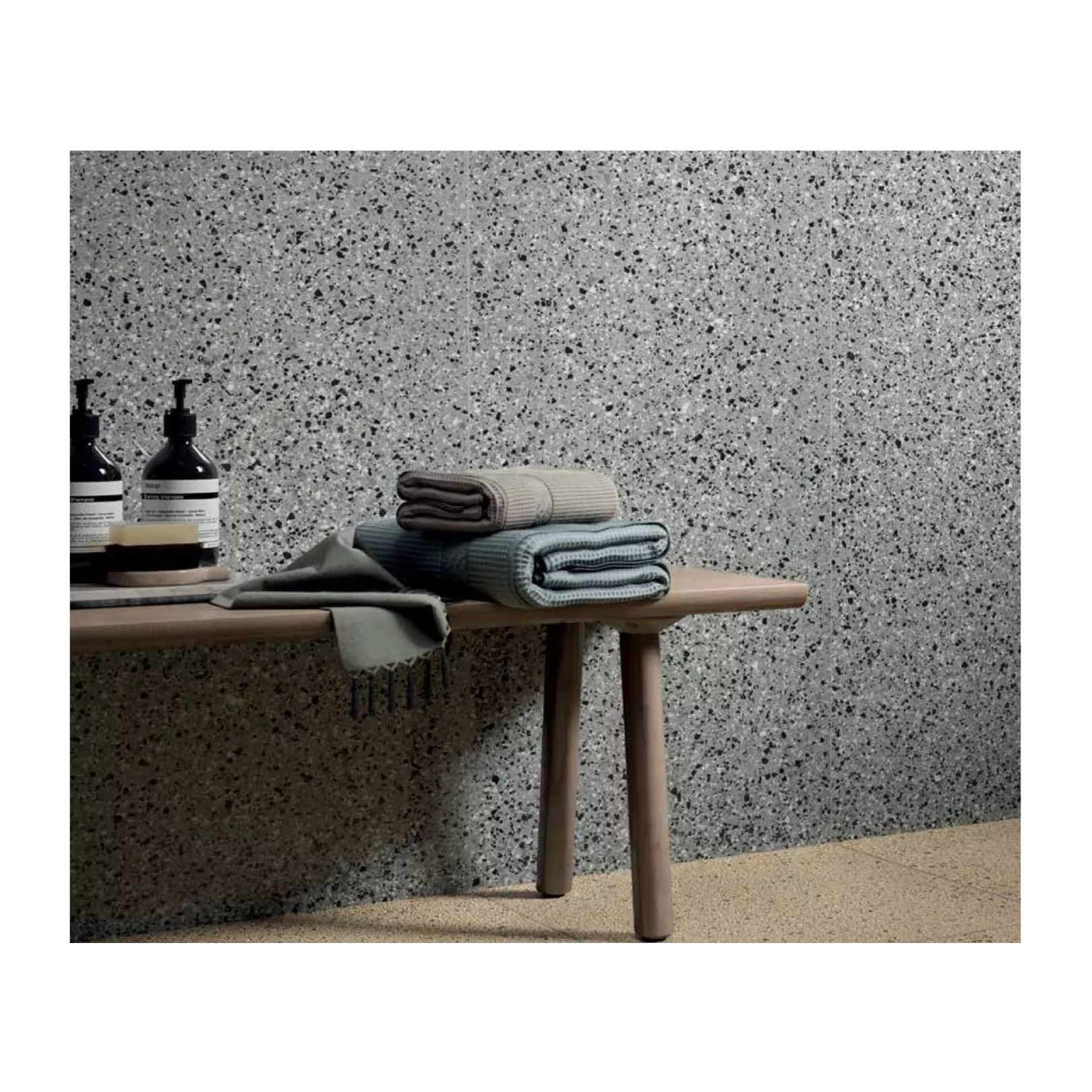 Carrelage grès cérame effet terrazzo Venice Rialto Graphite (8 couleurs, 4 formats, 3 finitions)