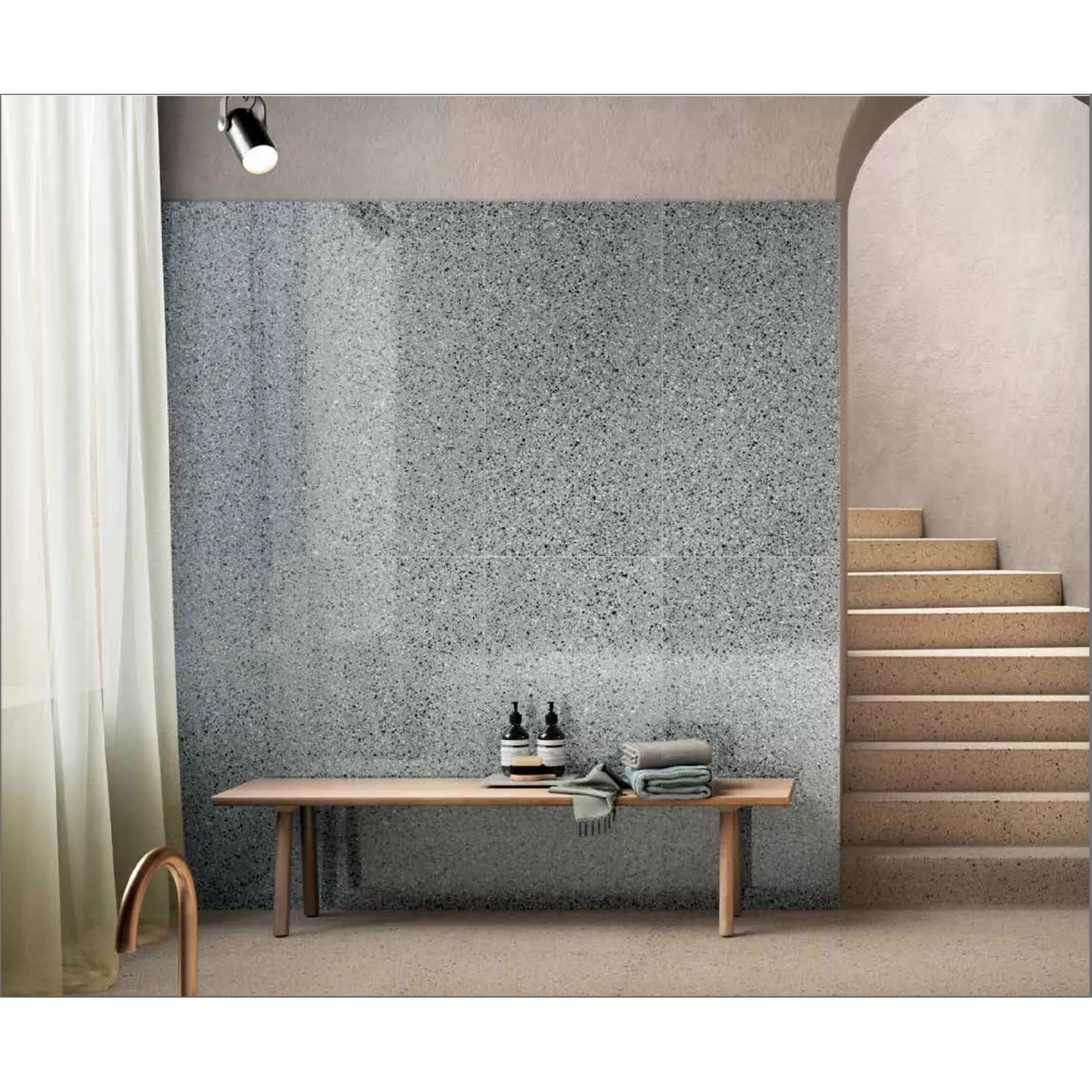 Carrelage grès cérame effet terrazzo Venice Rialto Graphite (8 couleurs, 4 formats, 3 finitions)