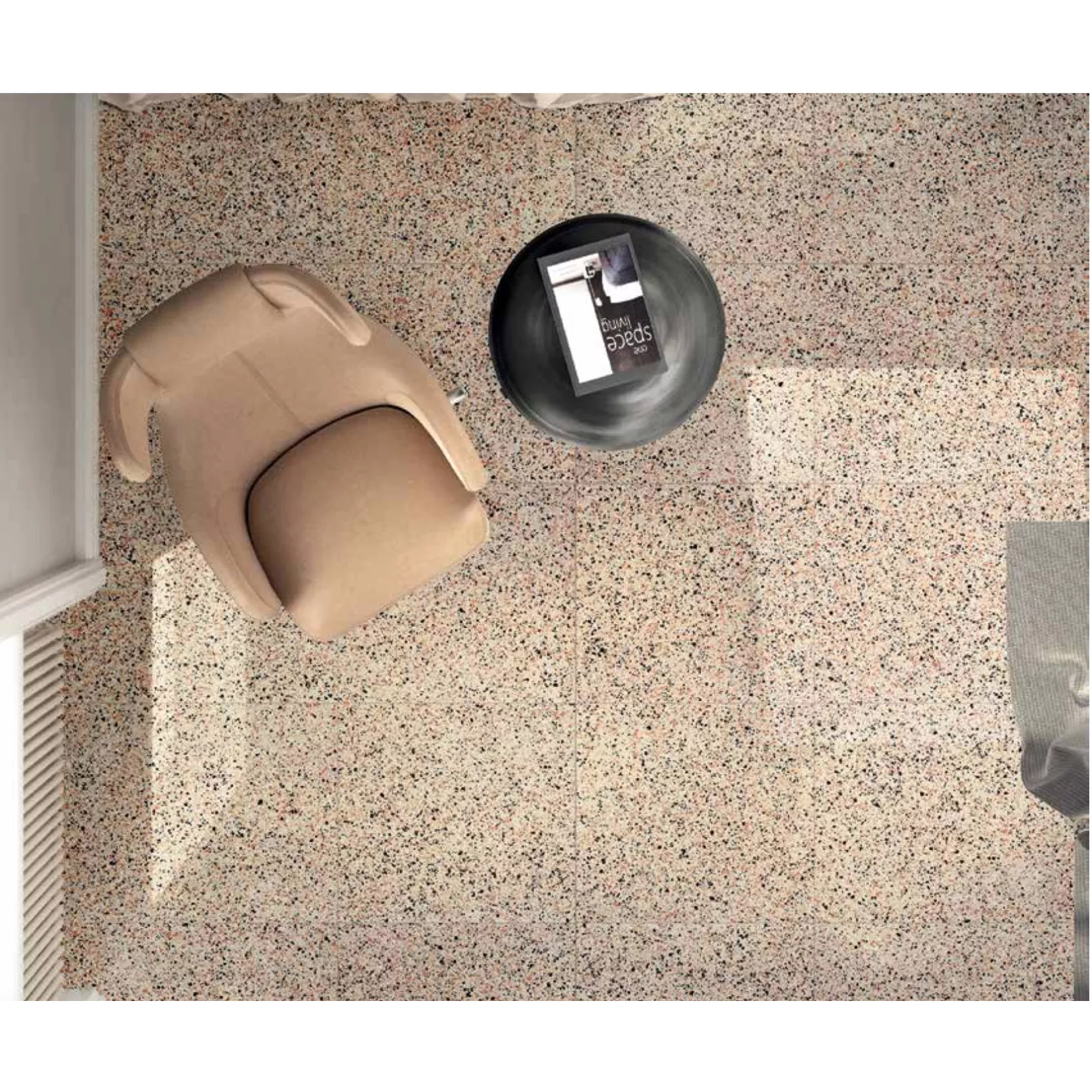 Carrelage grès cérame effet terrazzo Venice Rialto Graphite (8 couleurs, 4 formats, 3 finitions)