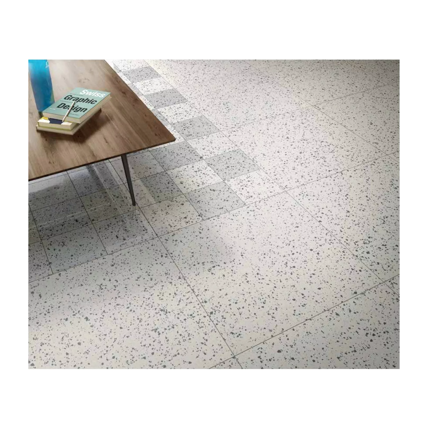 Carrelage grès cérame effet terrazzo Venice Rialto Graphite (8 couleurs, 4 formats, 3 finitions)