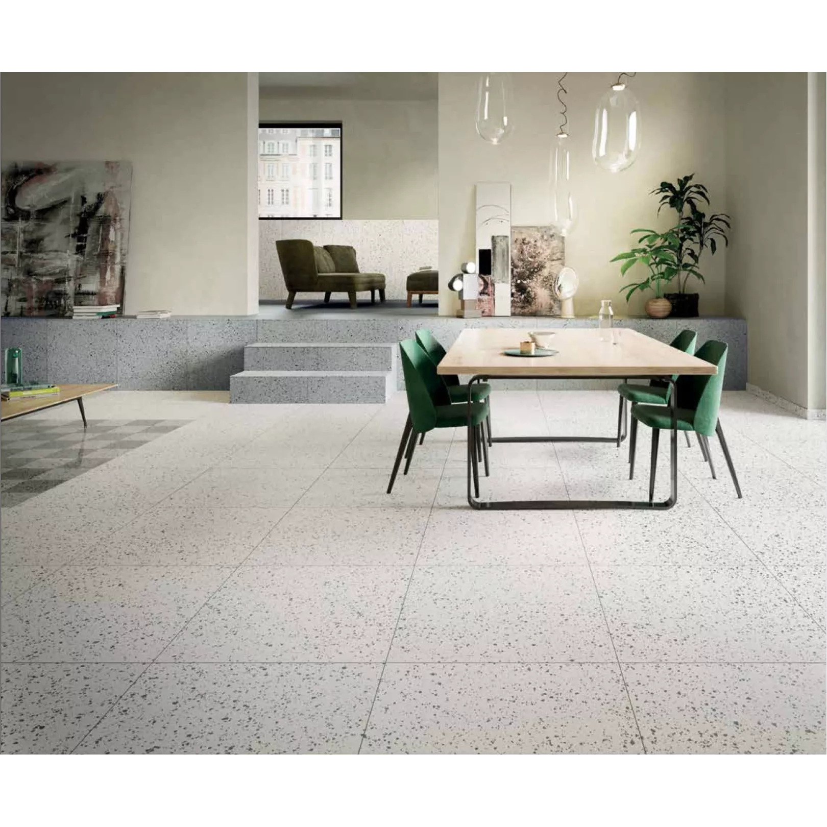 Carrelage grès cérame effet terrazzo Venice Rialto Graphite (8 couleurs, 4 formats, 3 finitions)