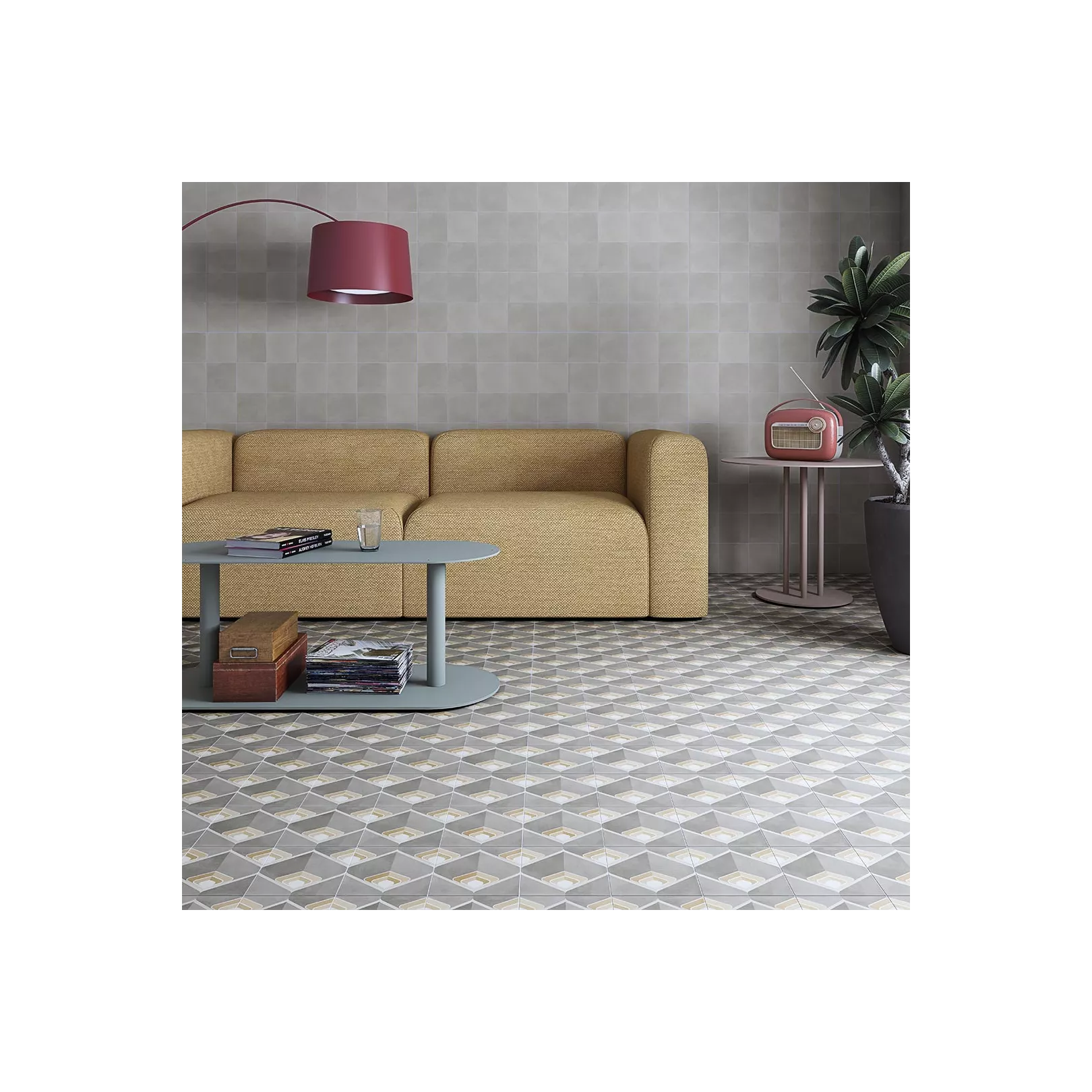 Carrelage grès cérame effet carreau ciment uni Sixties 15x15cm (8 couleurs)