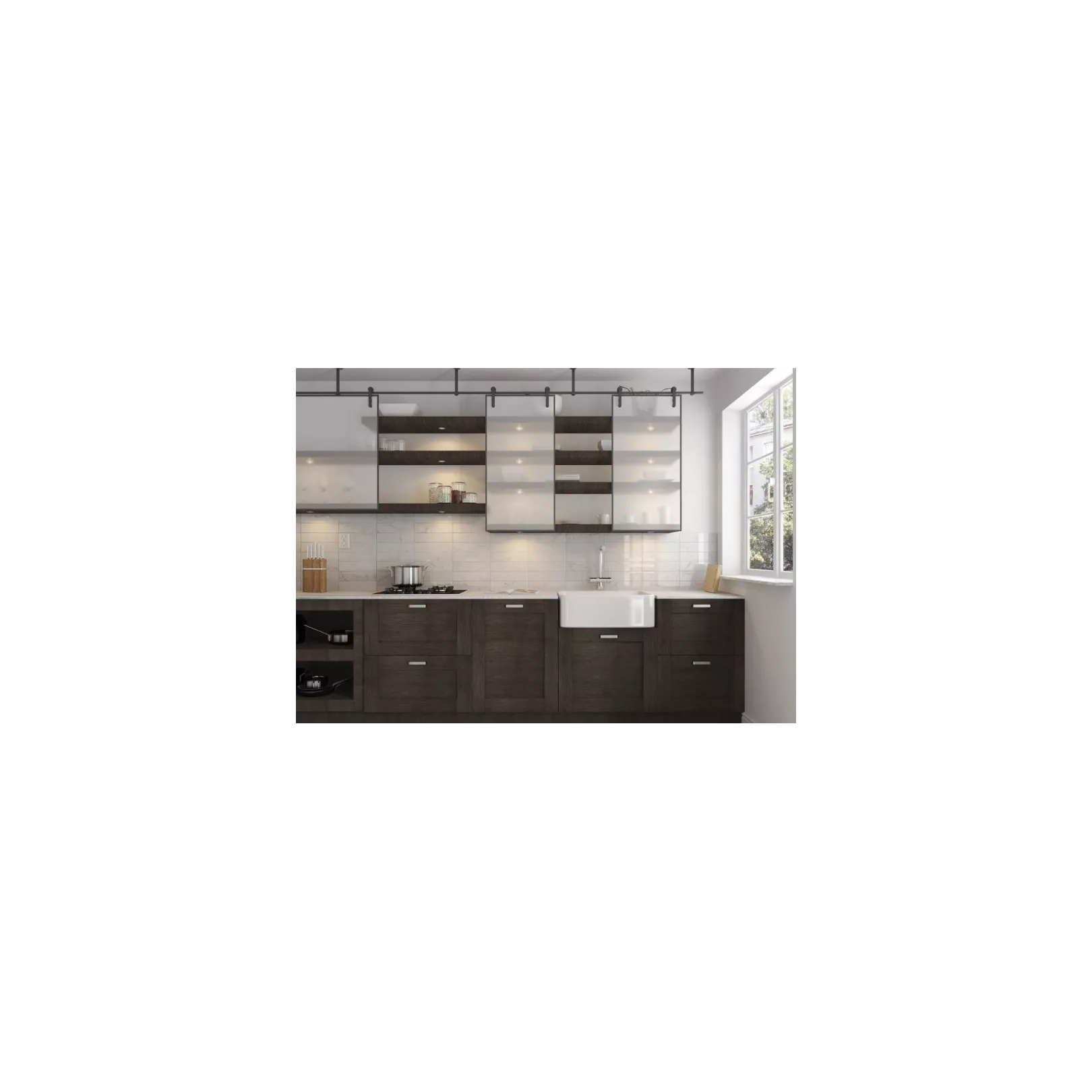 Carrelage mural faïence effet marbre blanc Carrara (2 formats + bullnose, 2 finitions)
