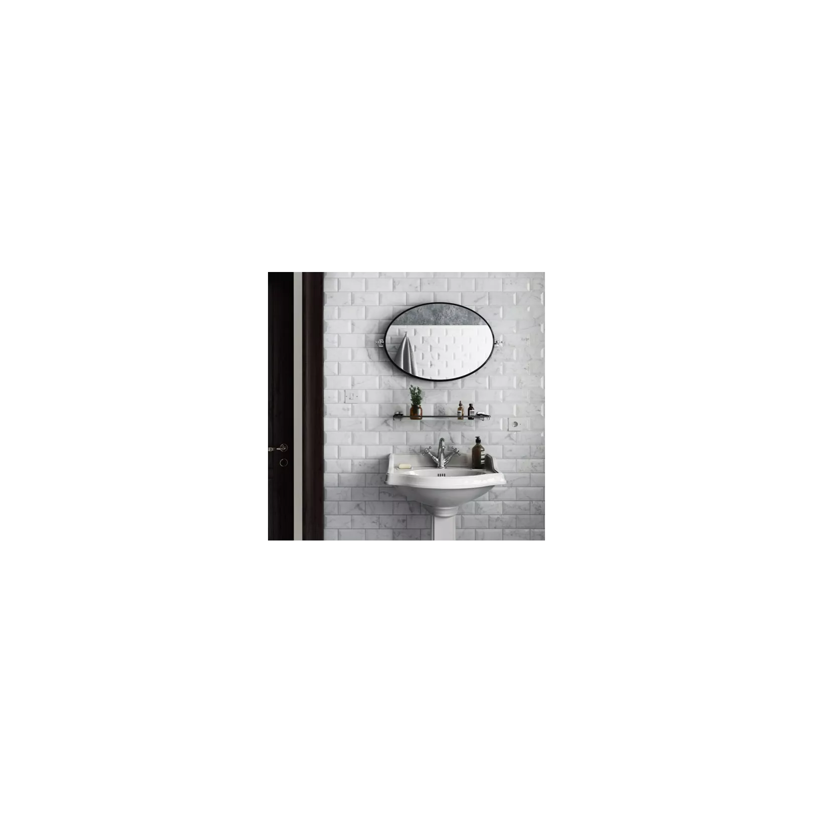 Carrelage mural faïence effet marbre blanc Carrara (2 formats + bullnose, 2 finitions)