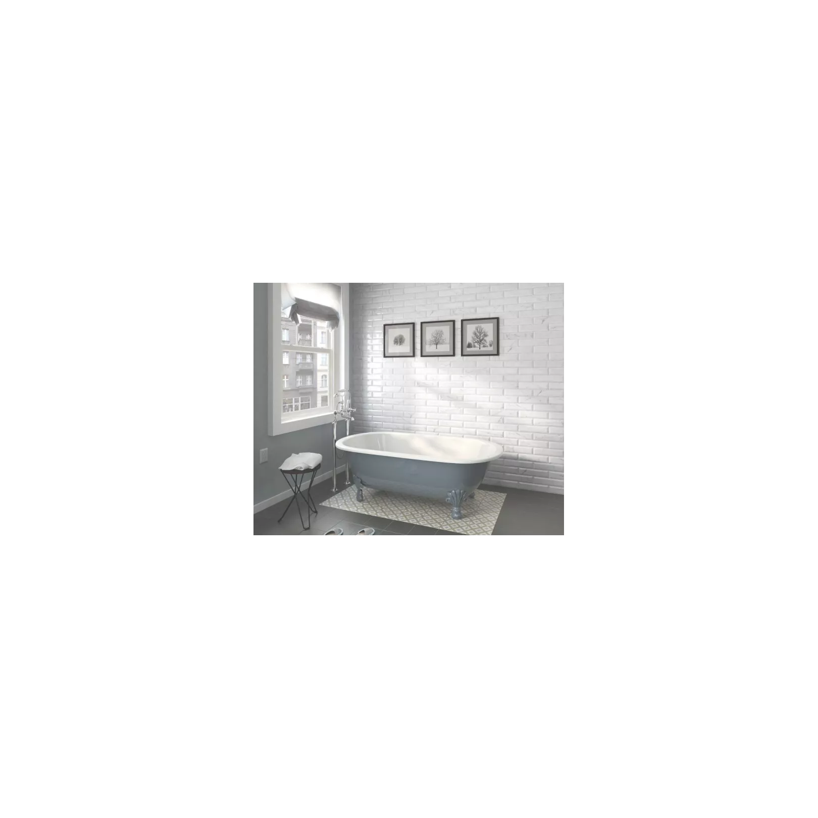 Carrelage mural faïence effet marbre blanc Carrara (2 formats + bullnose, 2 finitions)