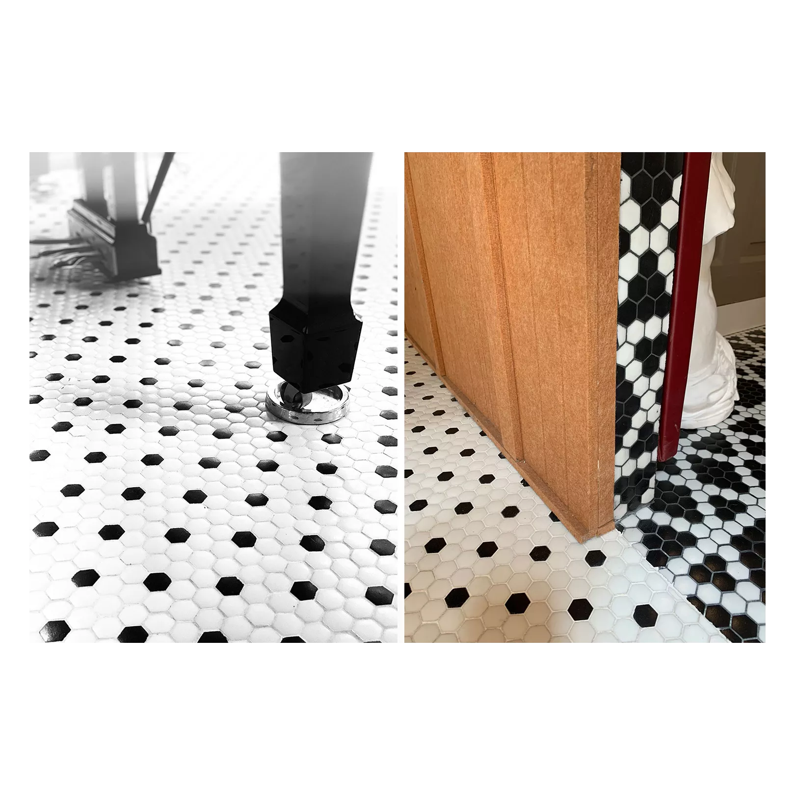 Mosaïque hexagone 2,6x2,2cm Art Factory motif Dots noir et blanc (2 finitions)