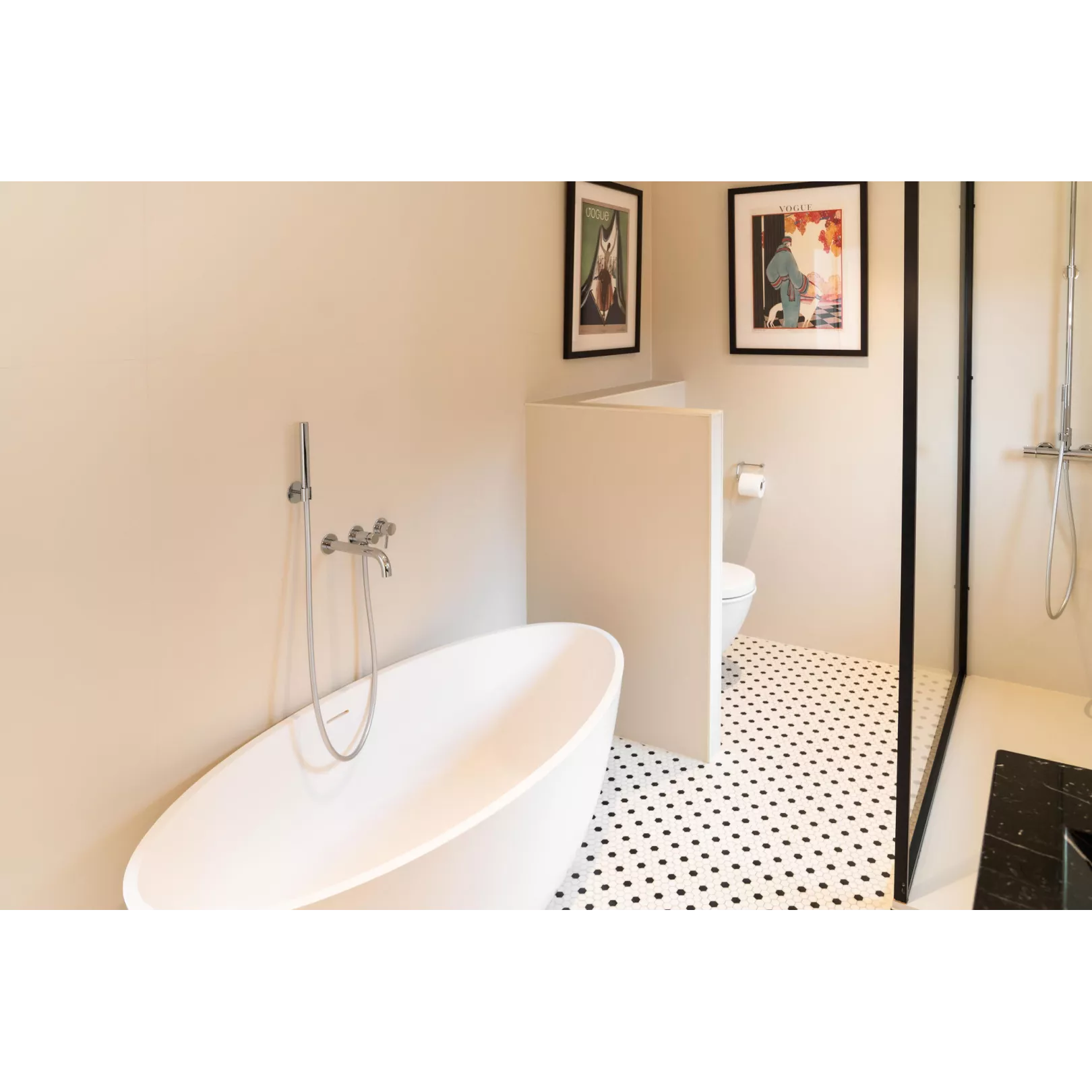 Mosaïque hexagone 2,6x2,2cm Art Factory motif Dots noir et blanc (2 finitions)