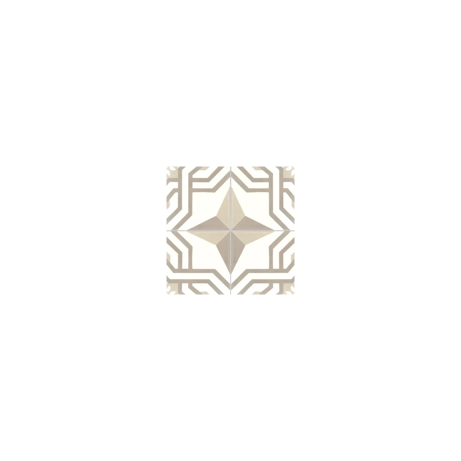 Carreau de ciment coloré motif 4 carreaux blanc, beige et marron ALMA 36.37.10