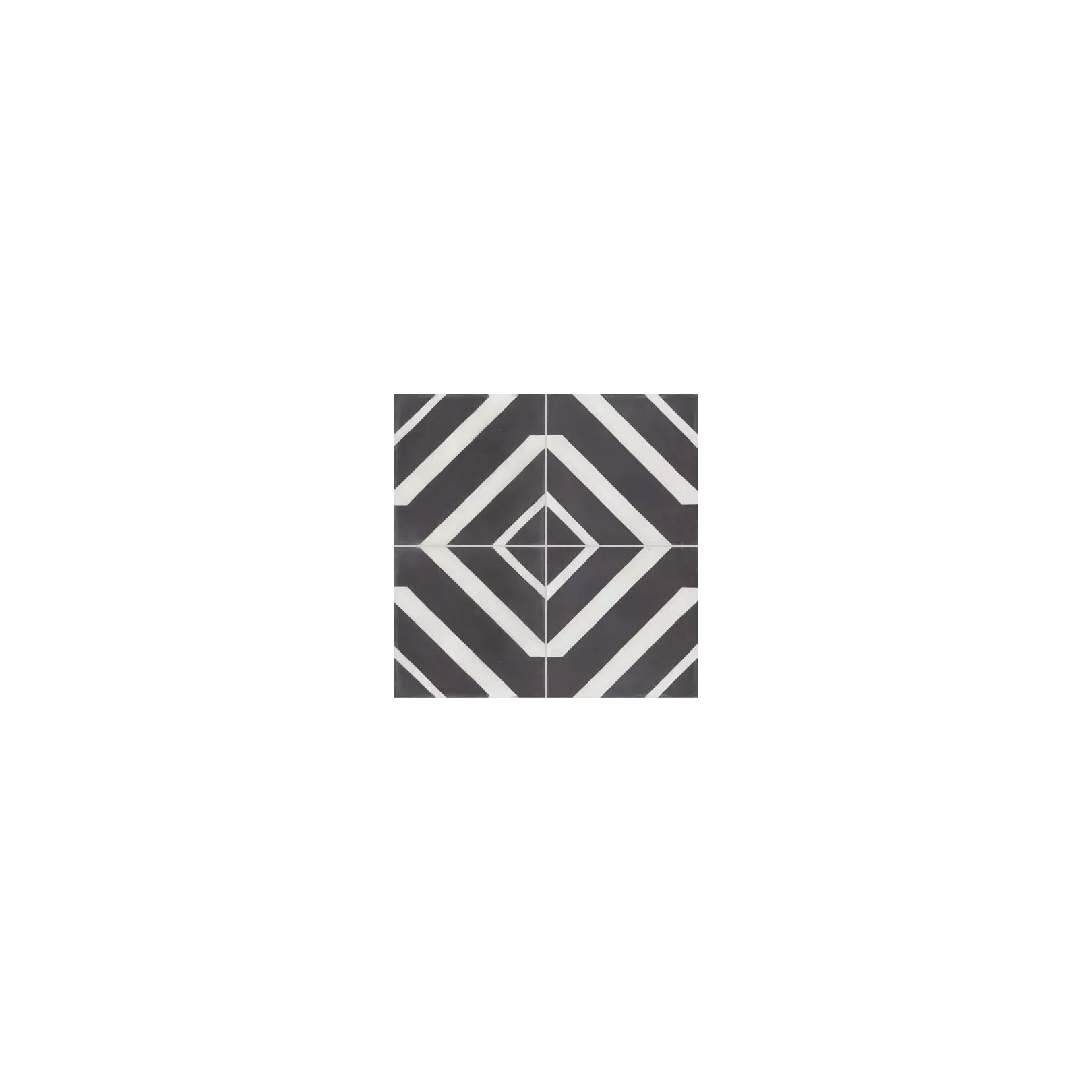 Carreau de ciment coloré motif 4 carreaux noir et blanc BARBADE 01.10