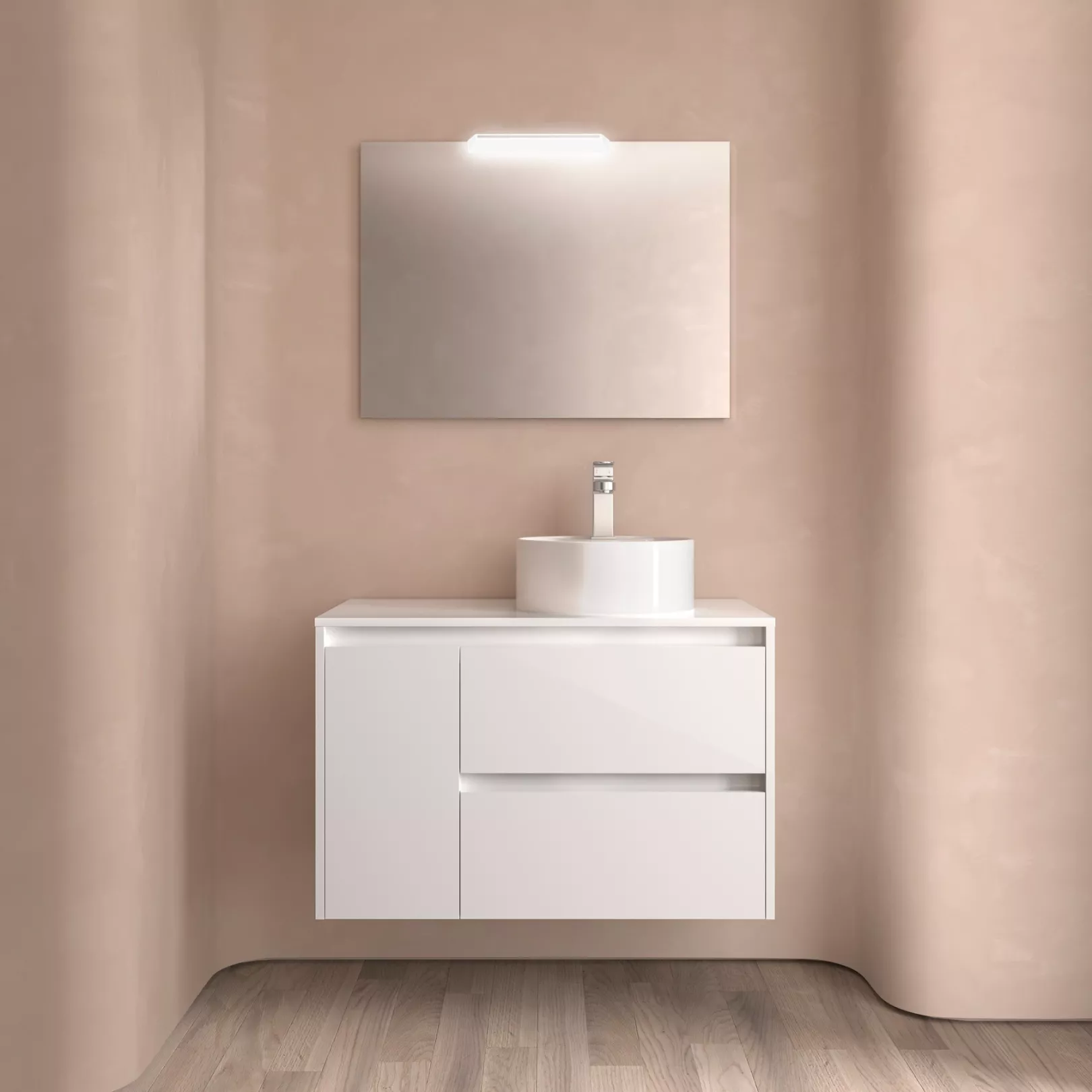 Meuble bain suspendu SPLASH 2 tiroirs et coquette