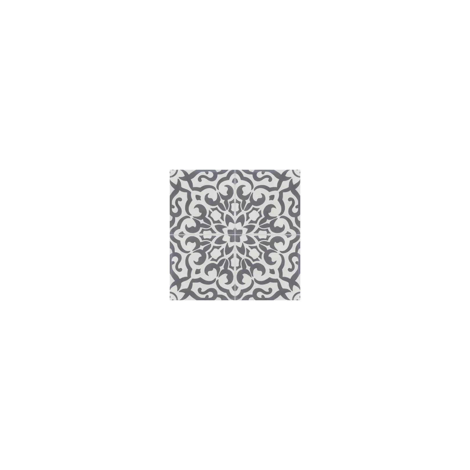Carreau de ciment coloré motif 4 carreaux Gris et blanc BREHAT 10.33