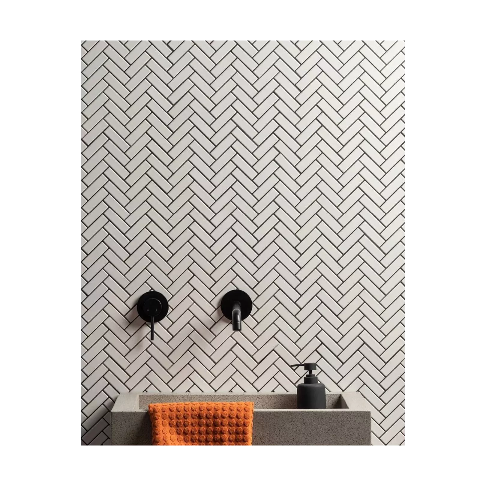 Mosaïque de grès cérame Paris Herringbone 7,3x2,3cm