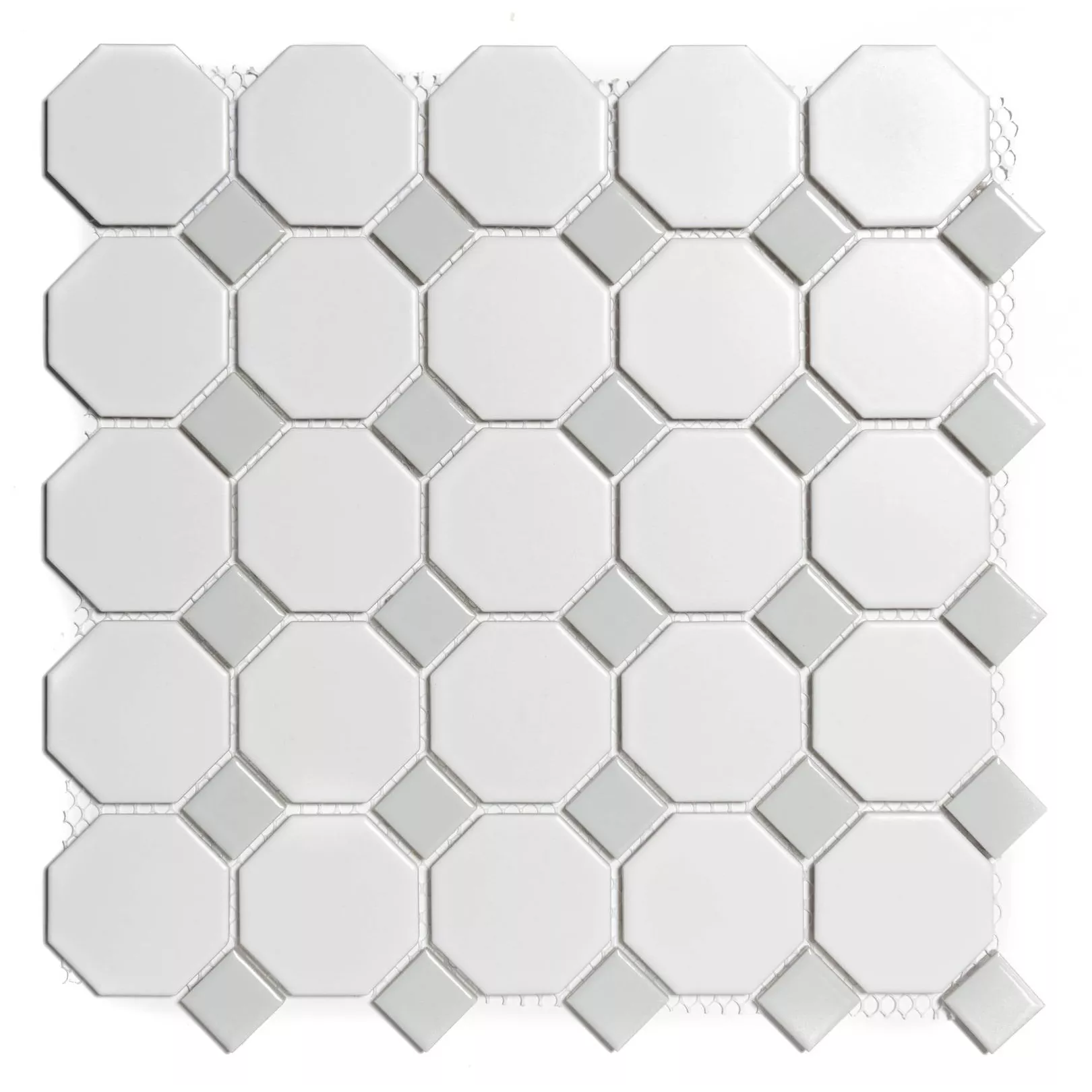 Mosaïque de grès cérame cabochons Paris Octagon Noir et blanc (ref: PAOC140915)
