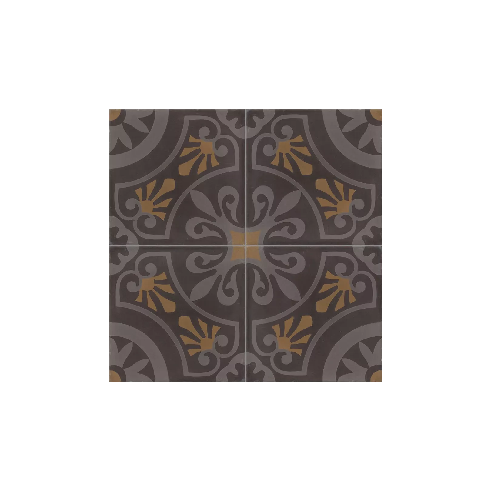 Carreau de ciment coloré motif 4 carreaux gris foncé, gris clair et marron CERCLE 01.32.22