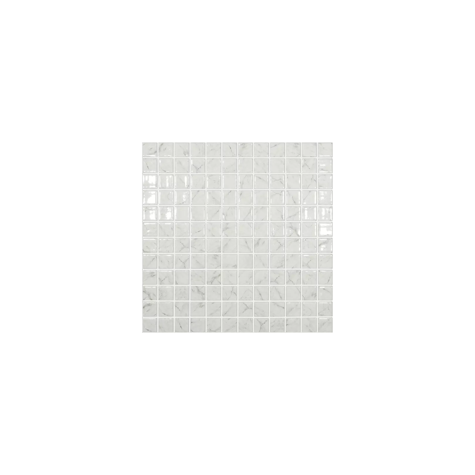 Mosaïque 2,5x2,5cm Carrara Grey mat sur trame nylon 31,7x31,7cm