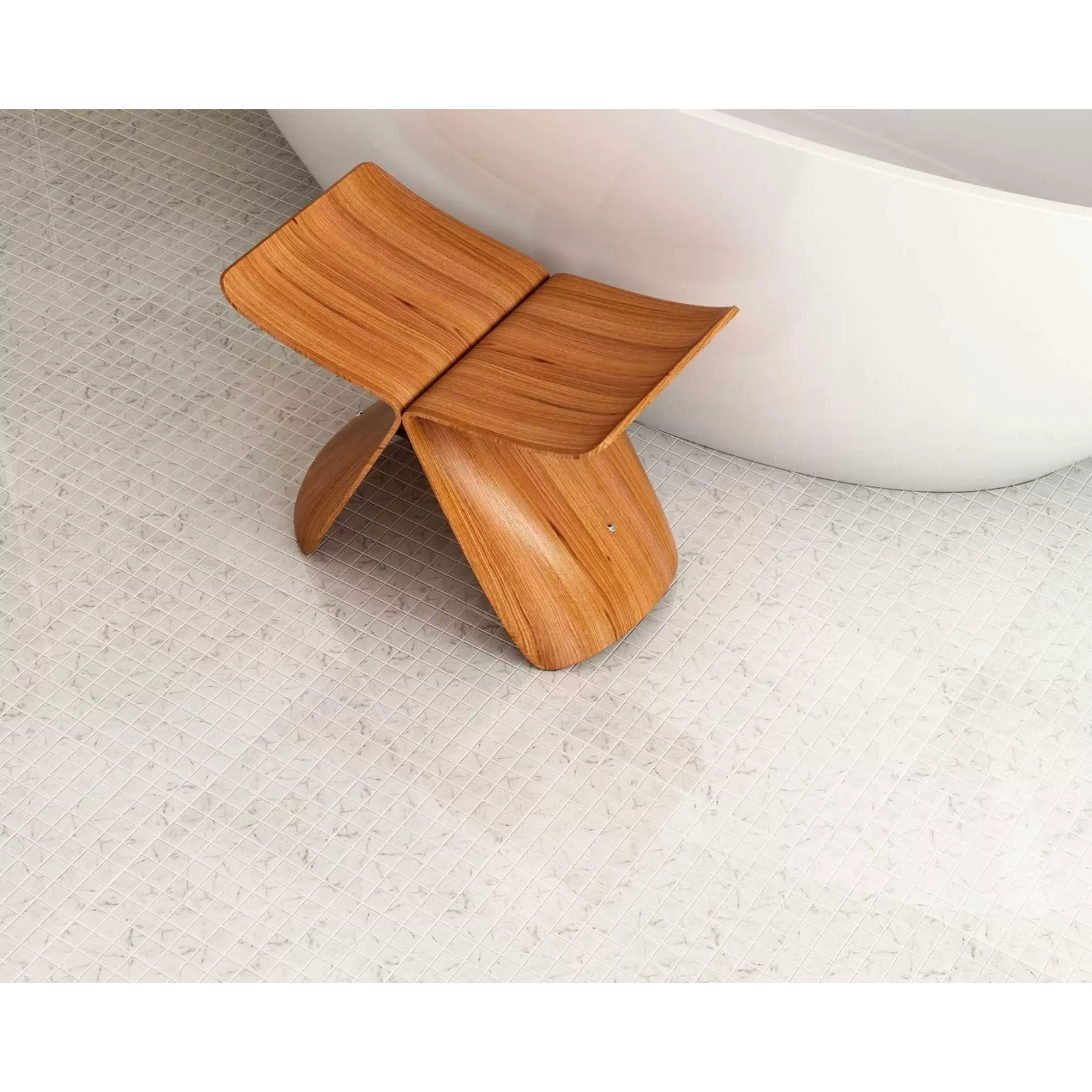 Mosaïque 2,5x2,5cm Carrara Grey mat sur trame nylon 31,7x31,7cm