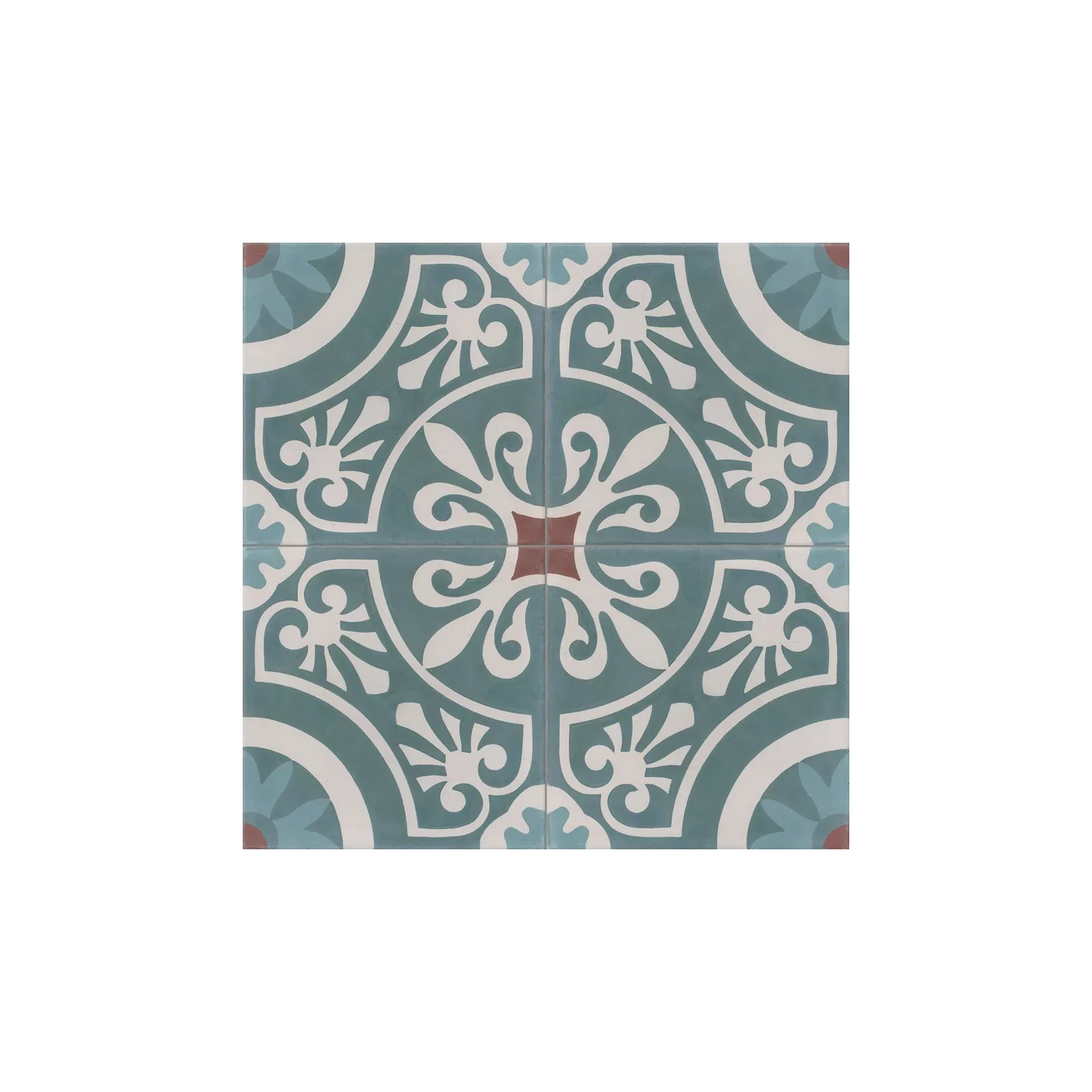 Carreau de ciment coloré motif 4 carreaux bleu (clair et canard), gris et marron CERCLE 40.07.39.35