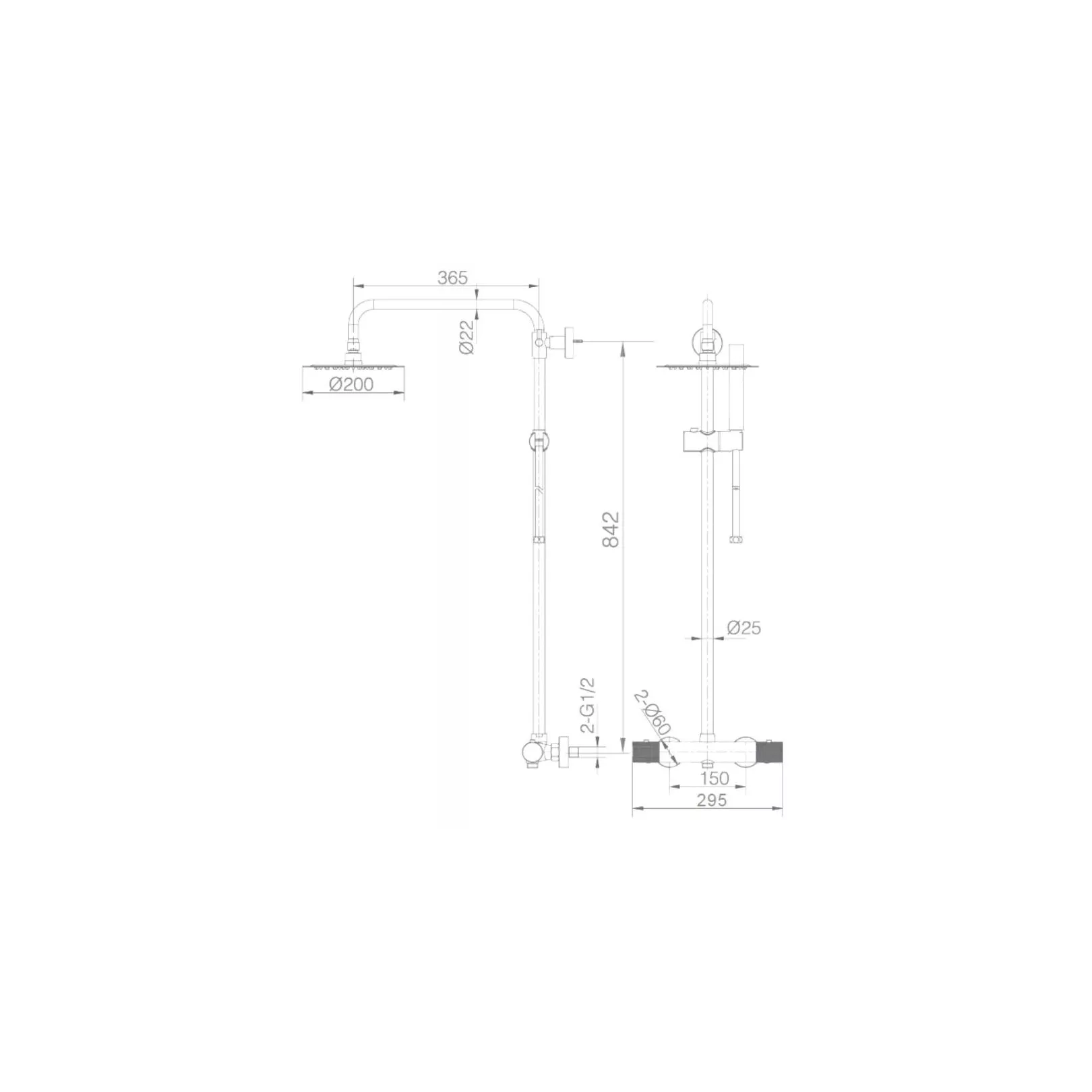 Colonne de douche externe TOUCHER thermostatique