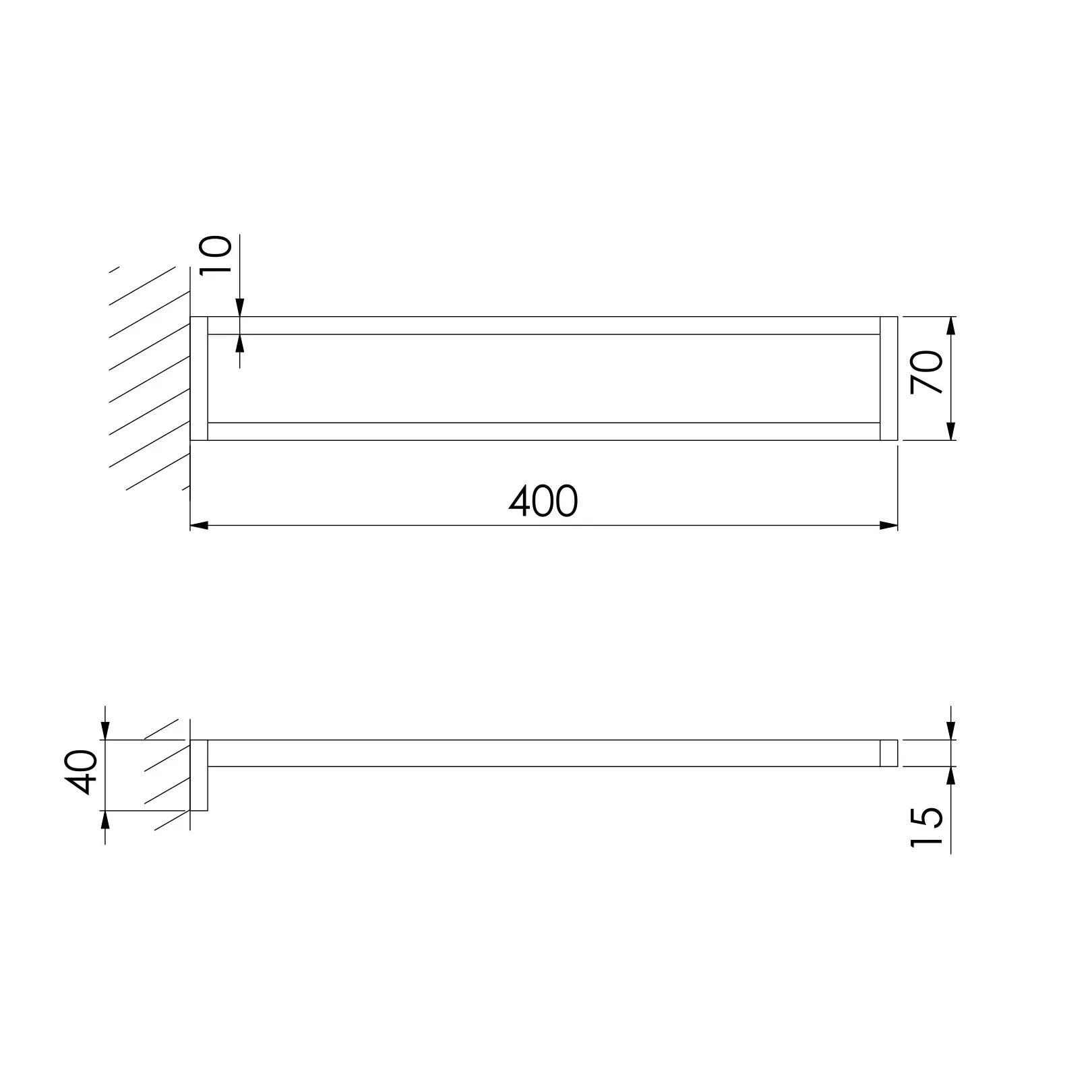 Barre, porte serviette 40cm  460 2550, série 460