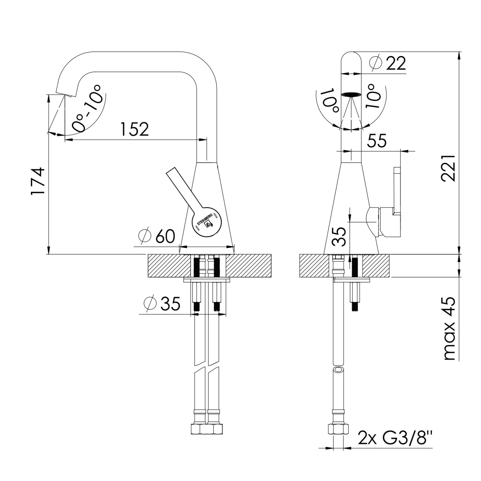Robinet mitigeur 315 1000 / 315 1010 monotrou à poser, série 315