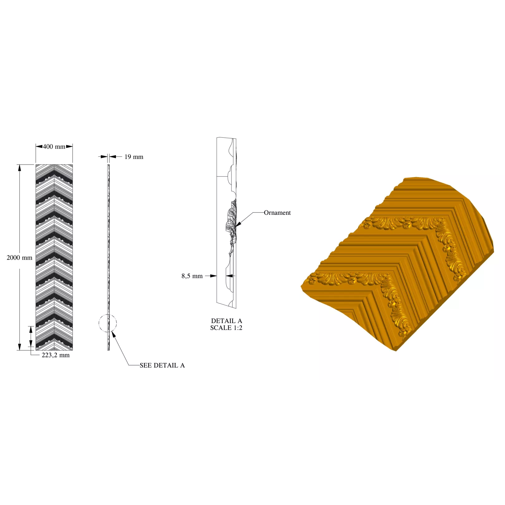 Panneau décoratif mural ORAC DECOR 3D W130 CHEVRON