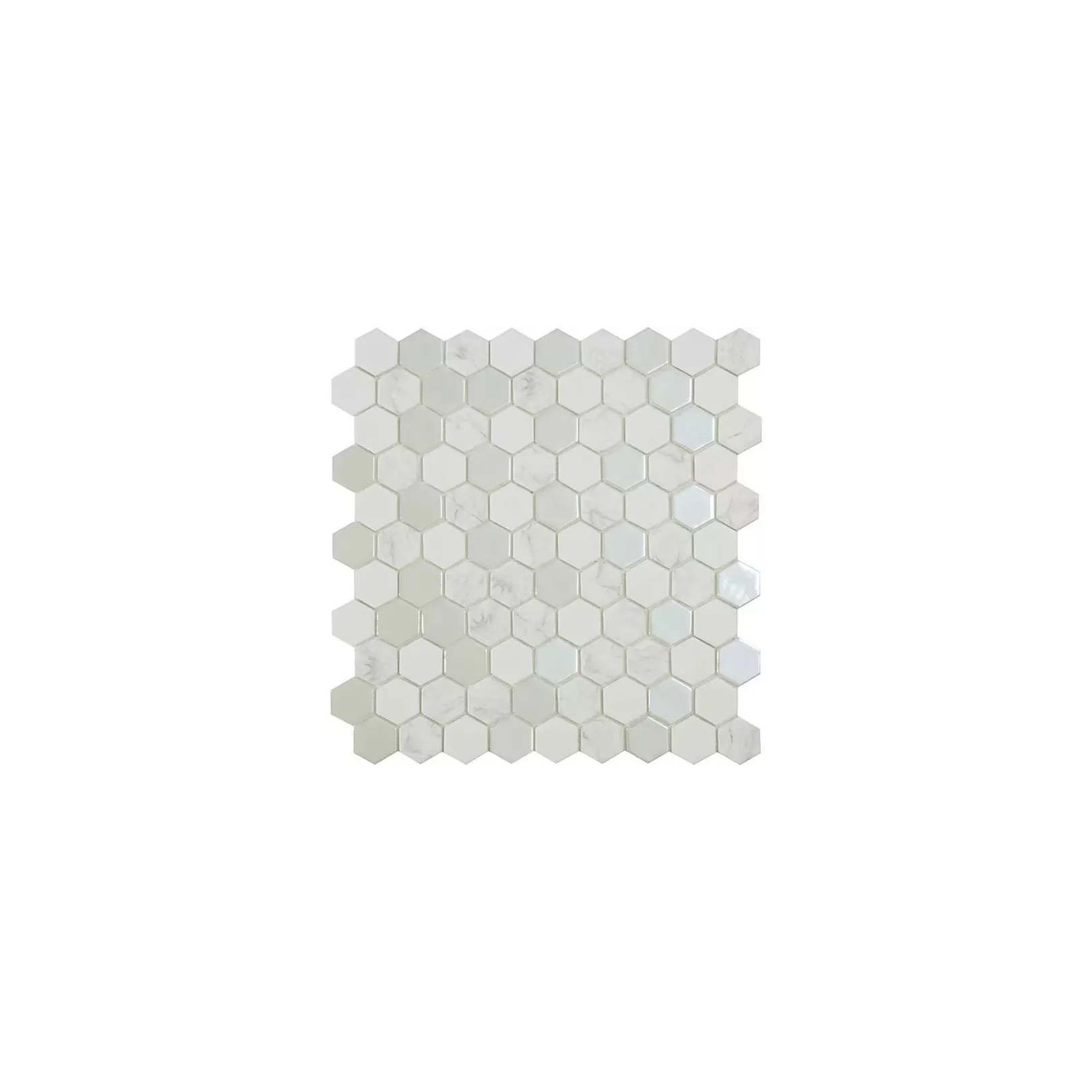 Mosaïque de pâte de verre ANTARTICA effet marbre hexagonales