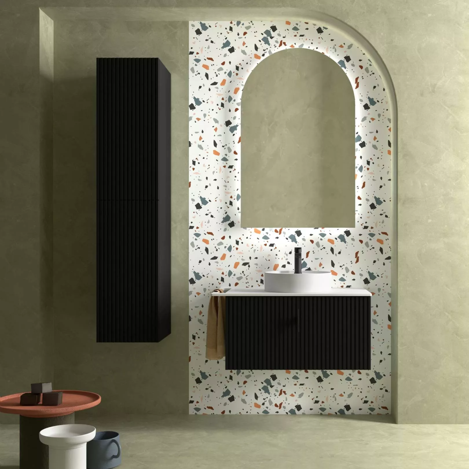 Meuble bain suspendu BANORIGHE 1 tiroir, 11 couleurs, 5 largeurs