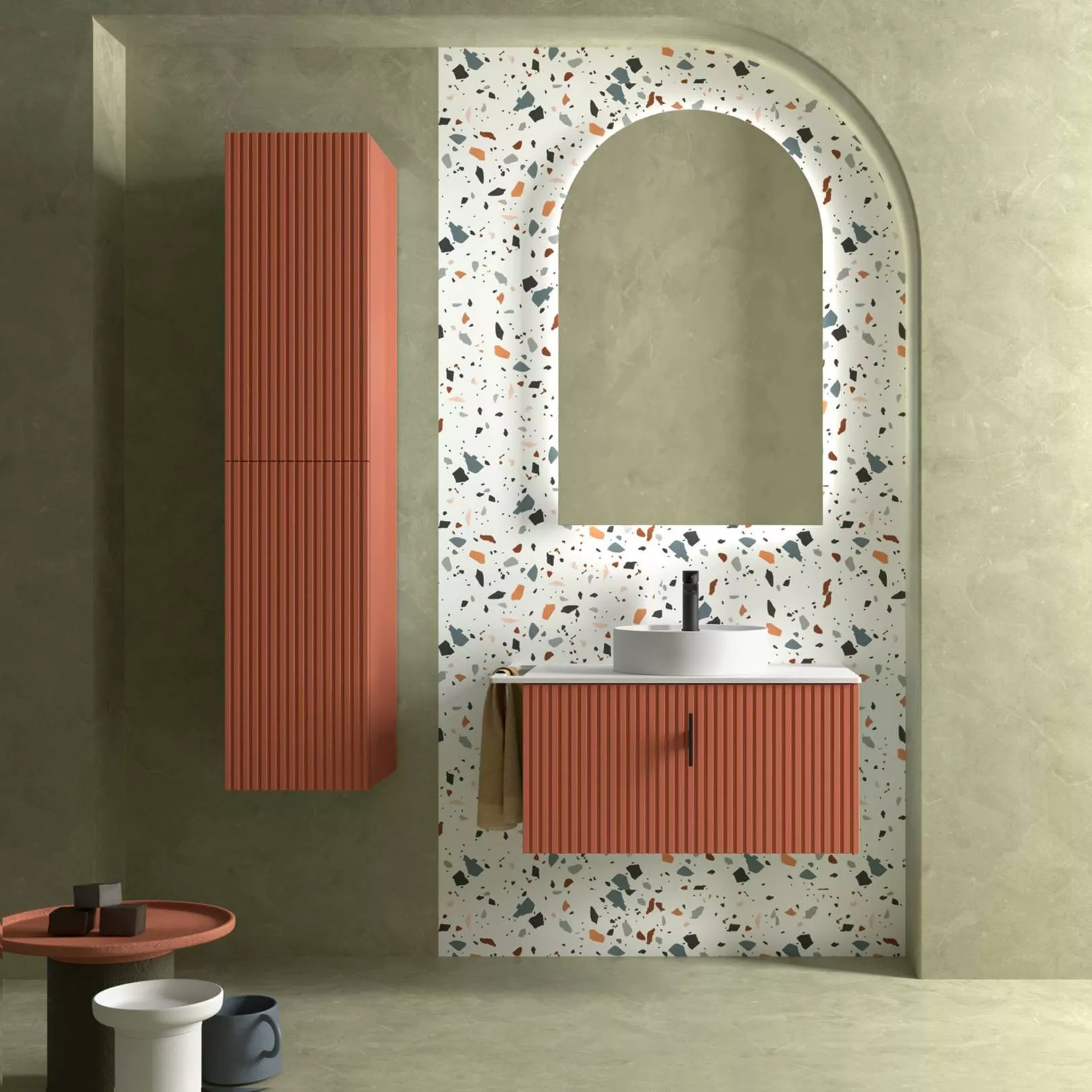 Meuble bain suspendu BANORIGHE 1 tiroir, 11 couleurs, 5 largeurs