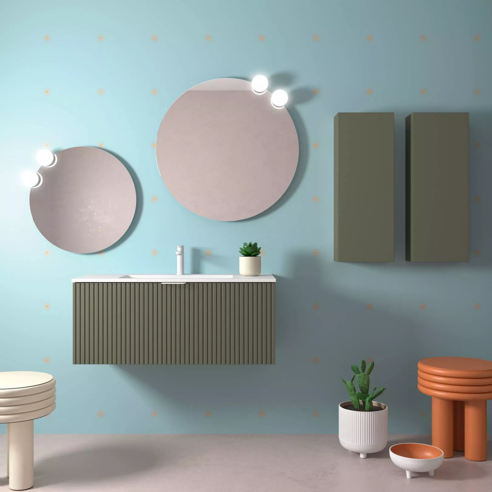 Meuble bain suspendu BANORIGHE 1 tiroir, 11 couleurs, 5 largeurs