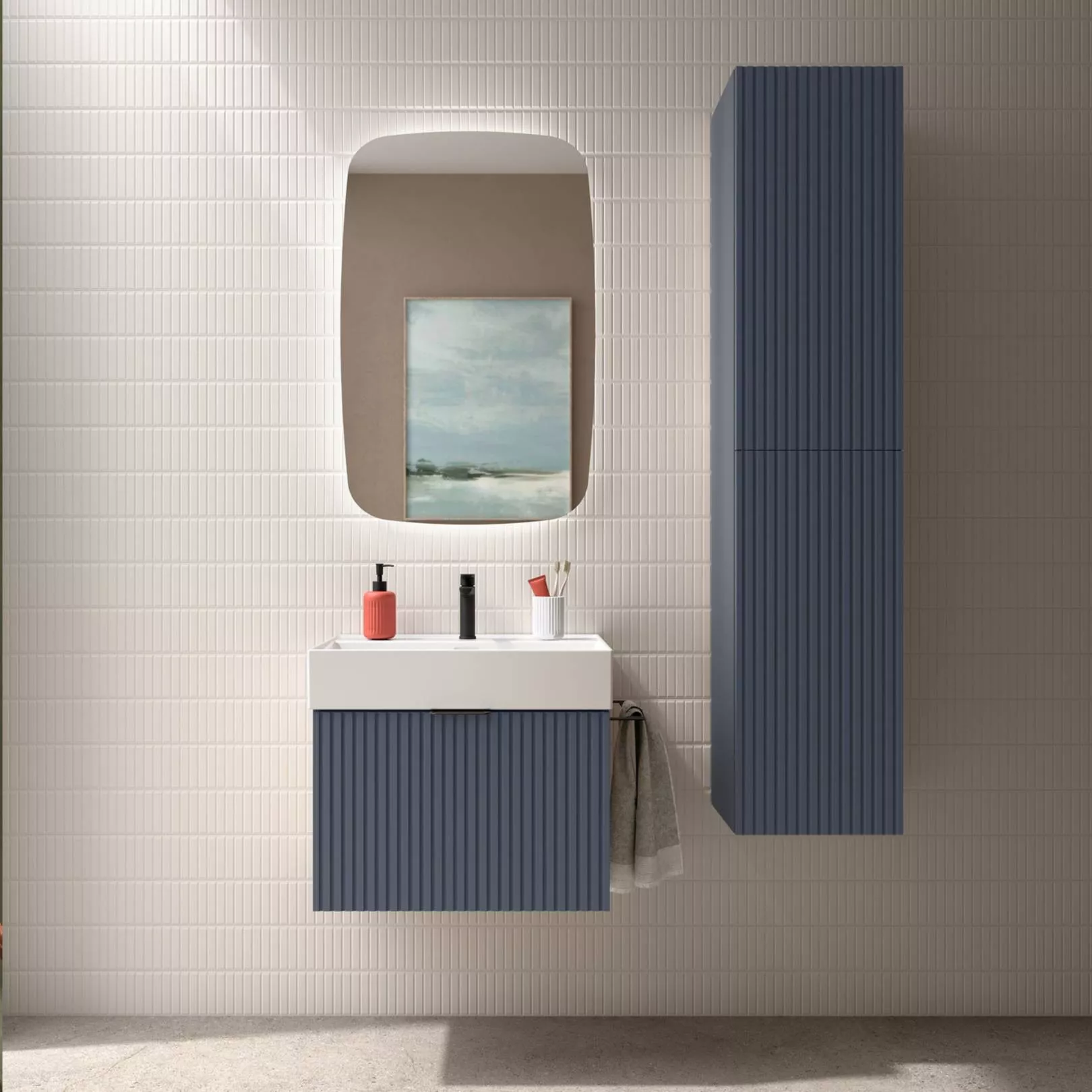 Meuble bain suspendu BANORIGHE 1 tiroir, 11 couleurs, 5 largeurs
